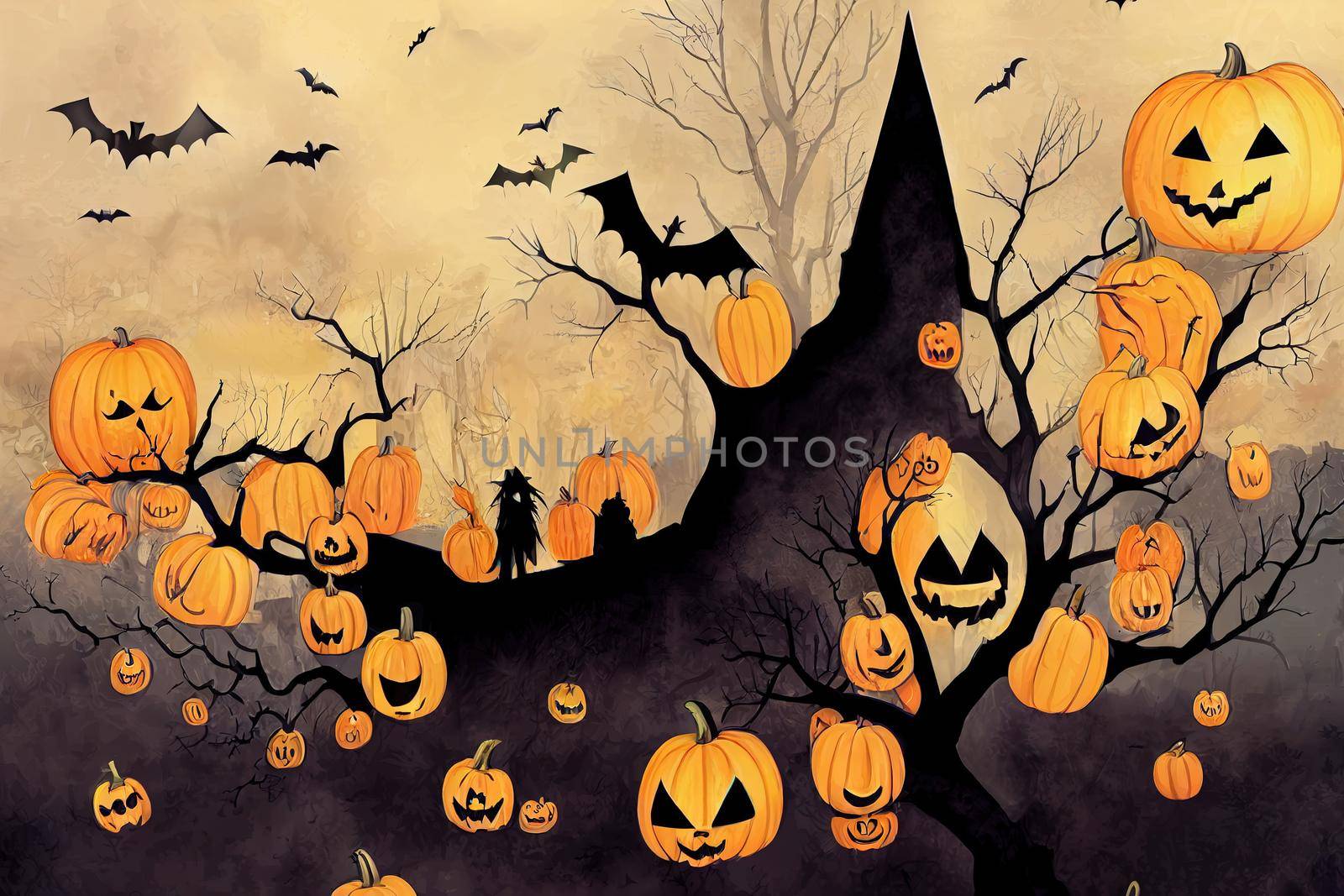Garland Designs and Illustrations for Halloween ,toon style, anime style v3