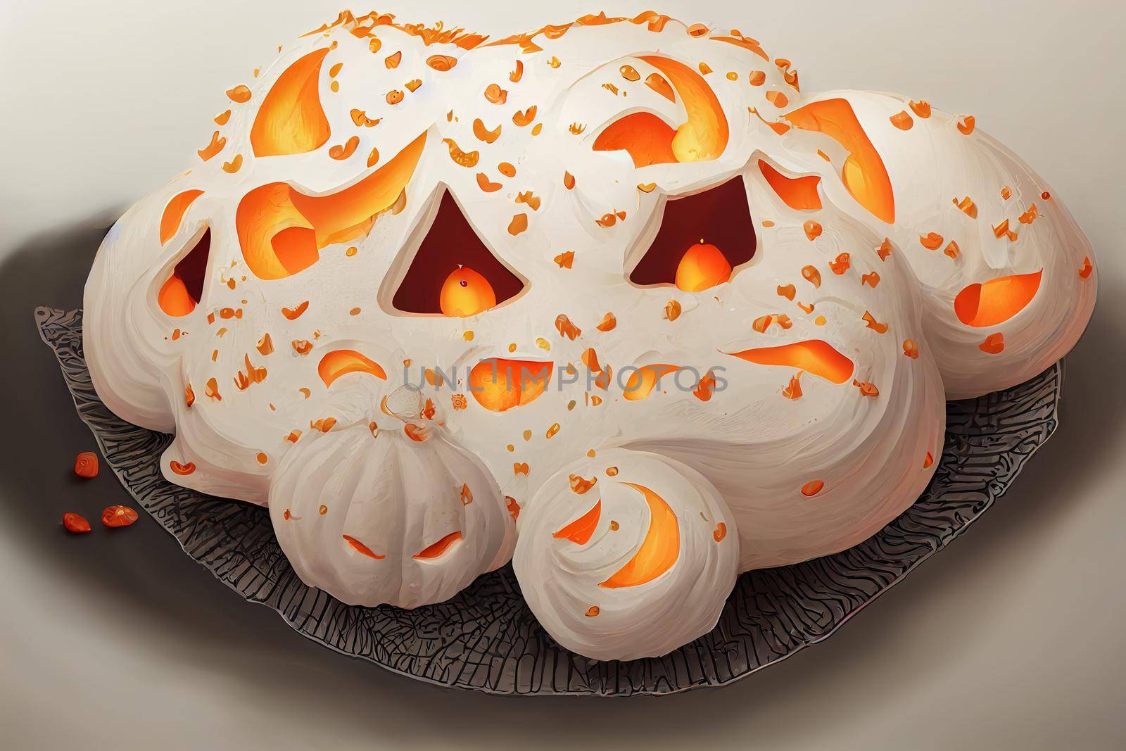 Funny and delicious meringue ghoast for halloween party decor 2d style, illustration, design v2