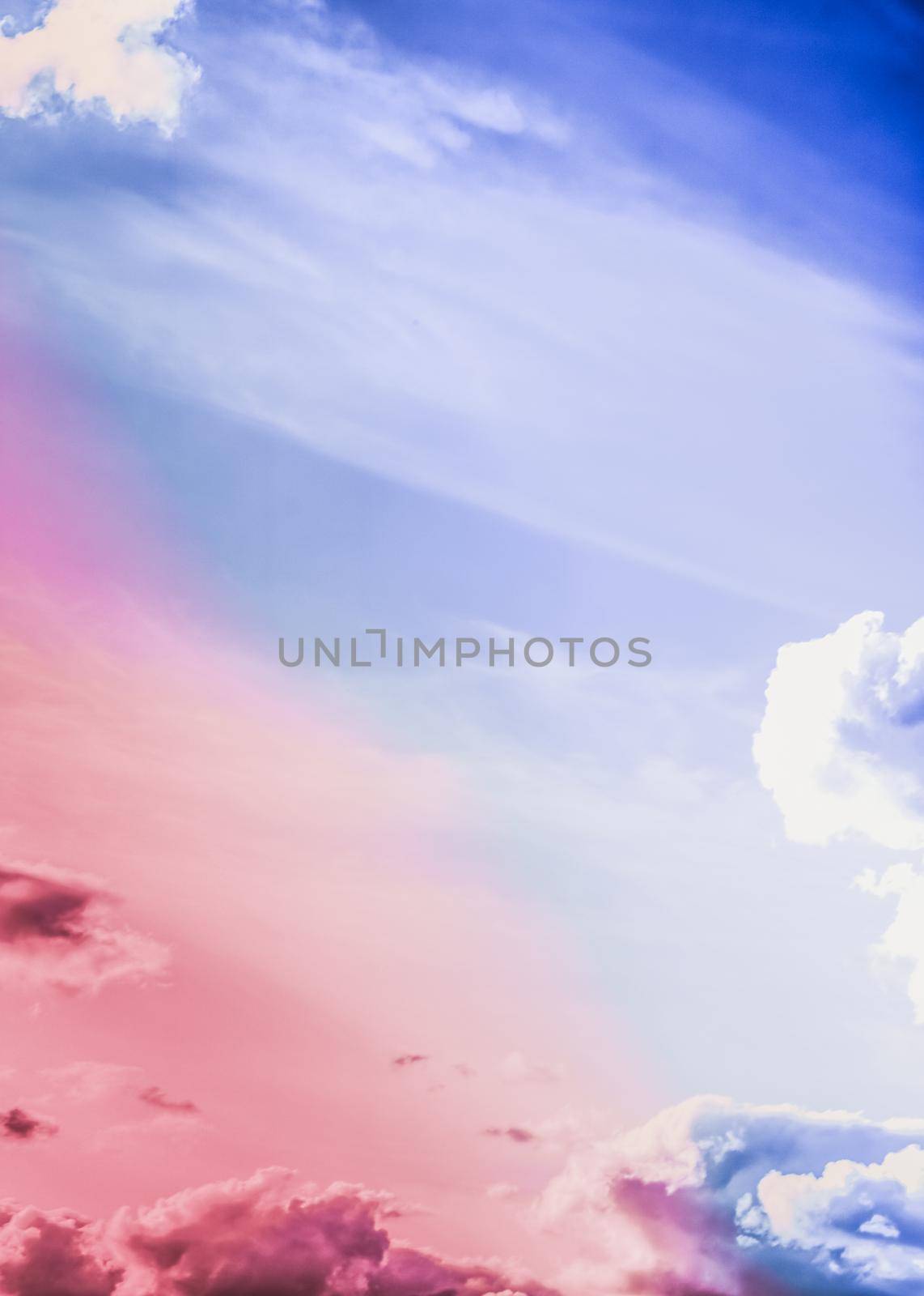 Magical dream, nature backdrop and spiritual holiday concept - Dreamy surreal sky as abstract art, fantasy pastel colours background for modern design