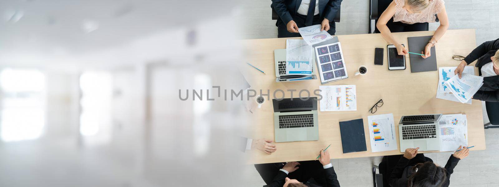 Business people group meeting shot from top widen view by biancoblue