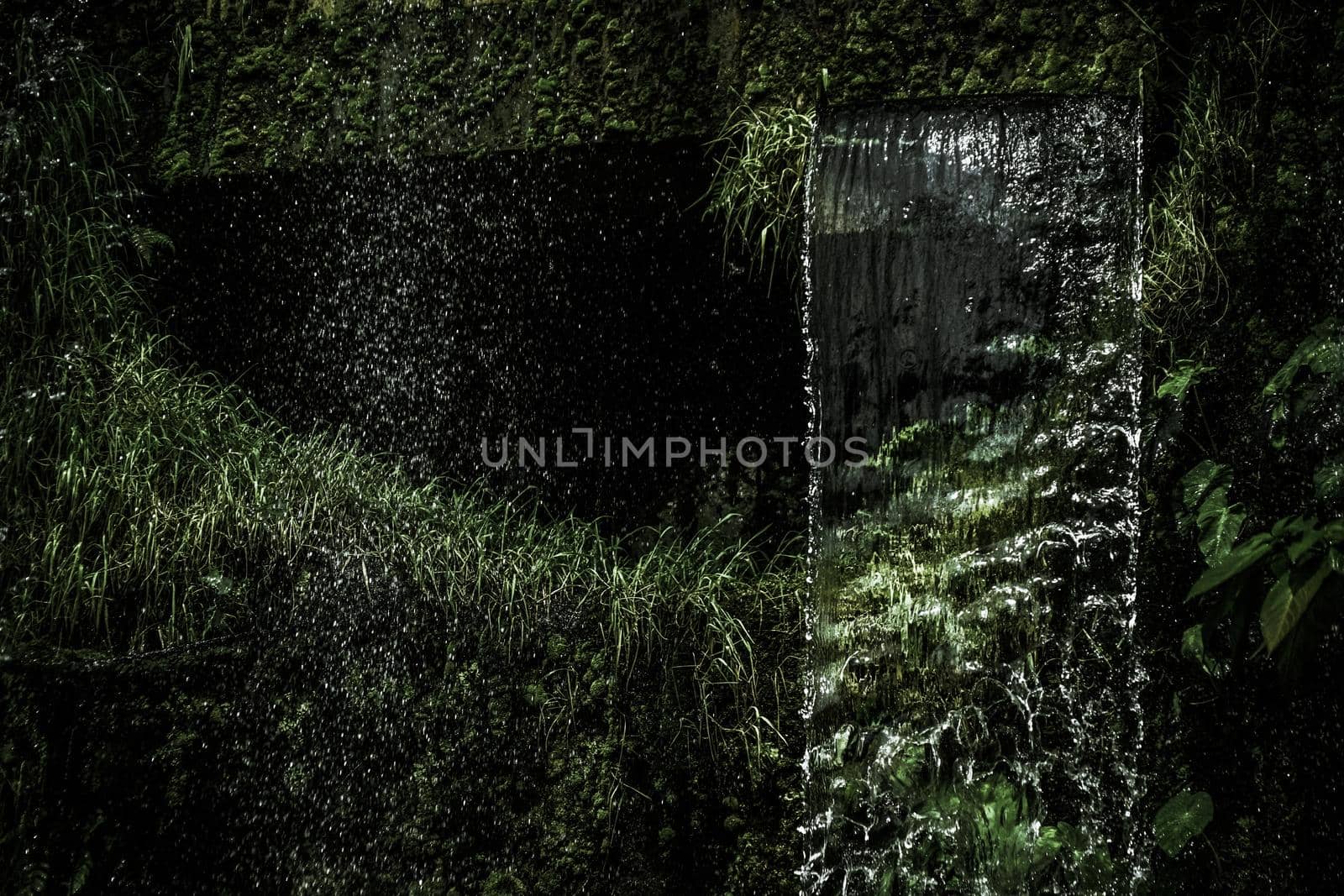 A waterfall in a jungle. Shooting Location: Singapore
