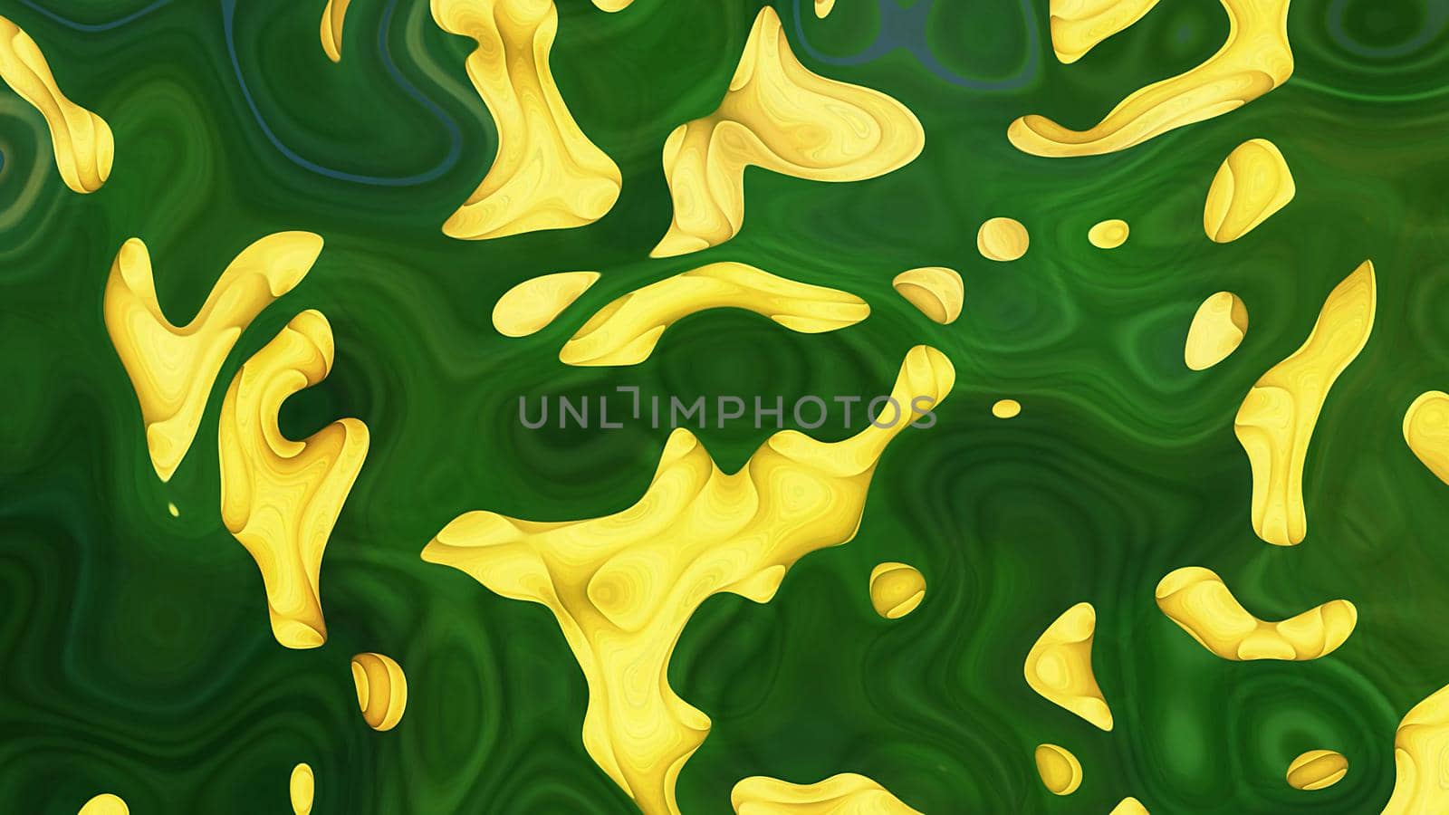 Abstract textural green background with yellow bubbles. by Vvicca