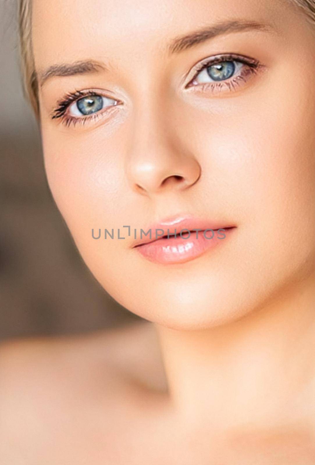 Perfect skin and beauty look, beautiful face of young woman for skincare cosmetics and cosmetology, close-up portrait