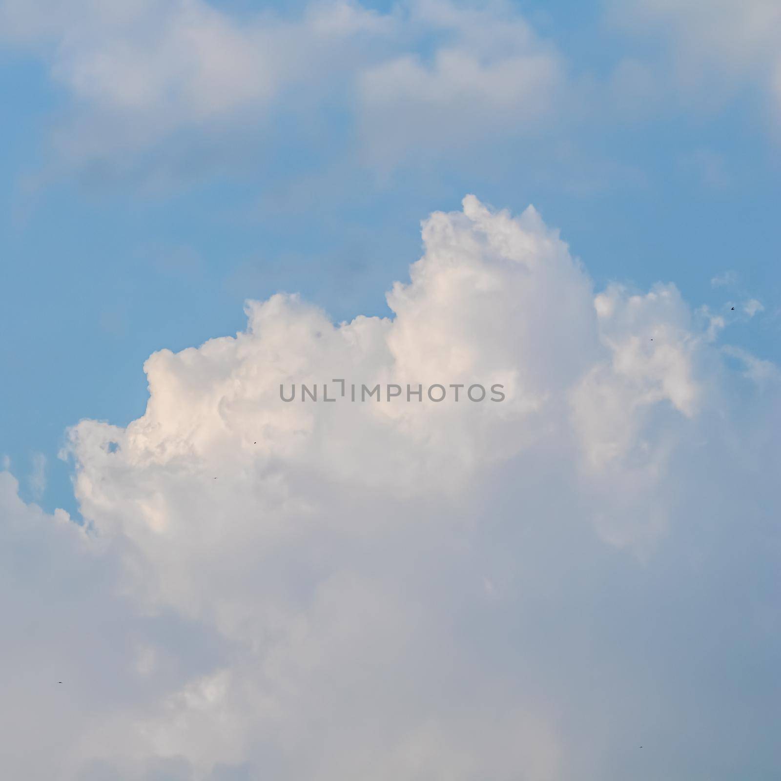 Background of blue sky with white clouds. Natural backdrop