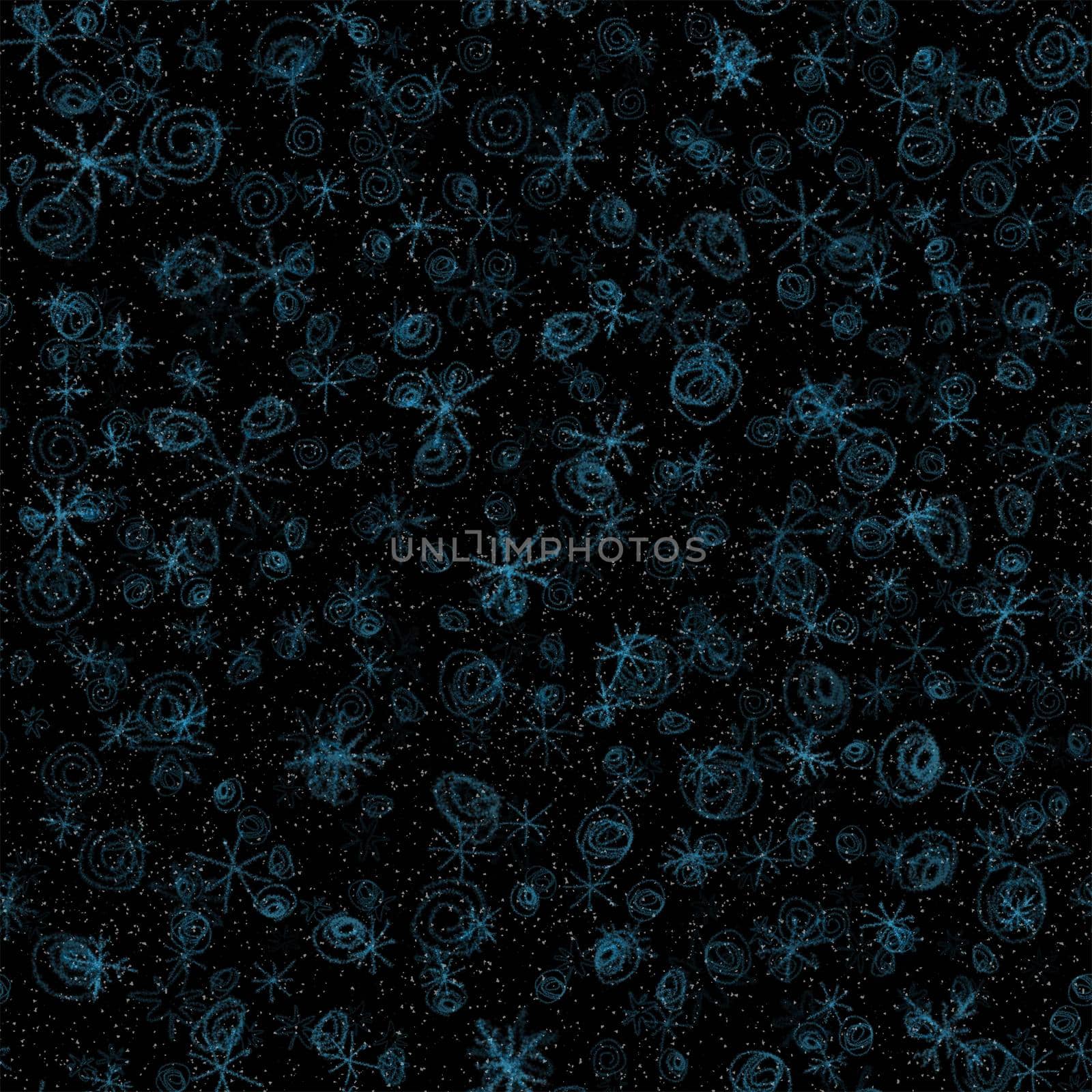 Hand Drawn Snowflakes Christmas Seamless Pattern. Subtle Flying Snow Flakes on chalk snowflakes Background. Authentic chalk handdrawn snow overlay. Alive holiday season decoration.