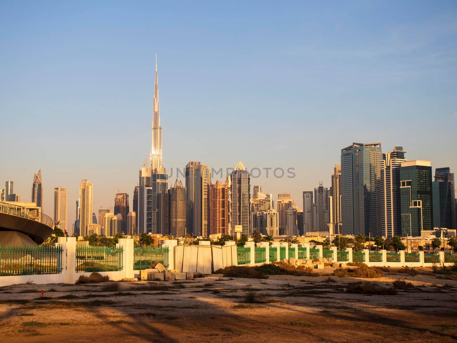 Dubai city skyline. Shot made from safa park. UAE.