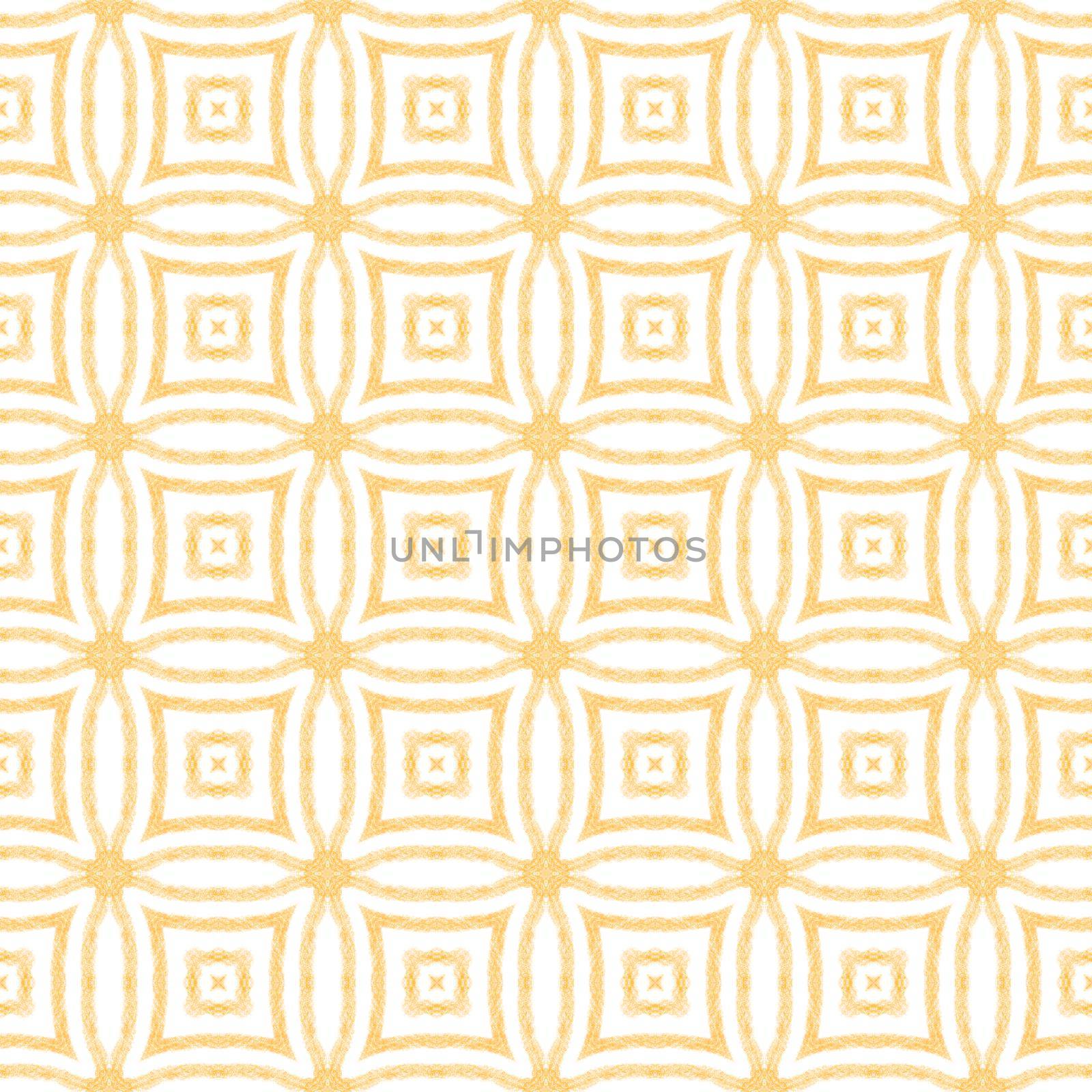 Textured stripes pattern. Yellow symmetrical kaleidoscope background. Textile ready likable print, swimwear fabric, wallpaper, wrapping. Trendy textured stripes design.