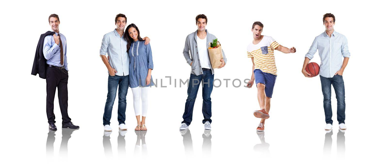 Ready to take on the business world. Studio shot of a man wearing suitable clothing for various activities. by YuriArcurs