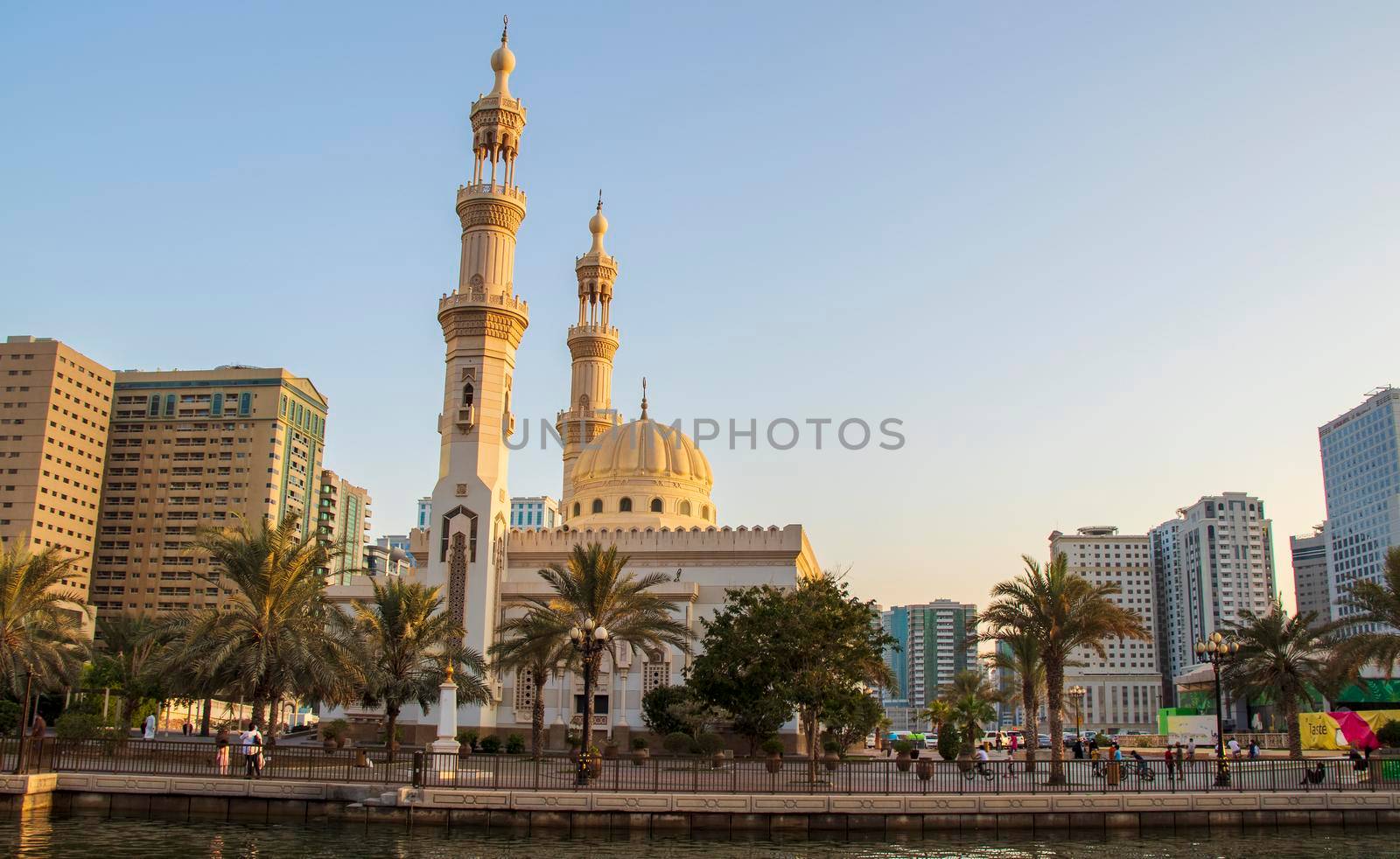 Mosque in Qasba area of Sharjah Emirate. UAE. Outdoors