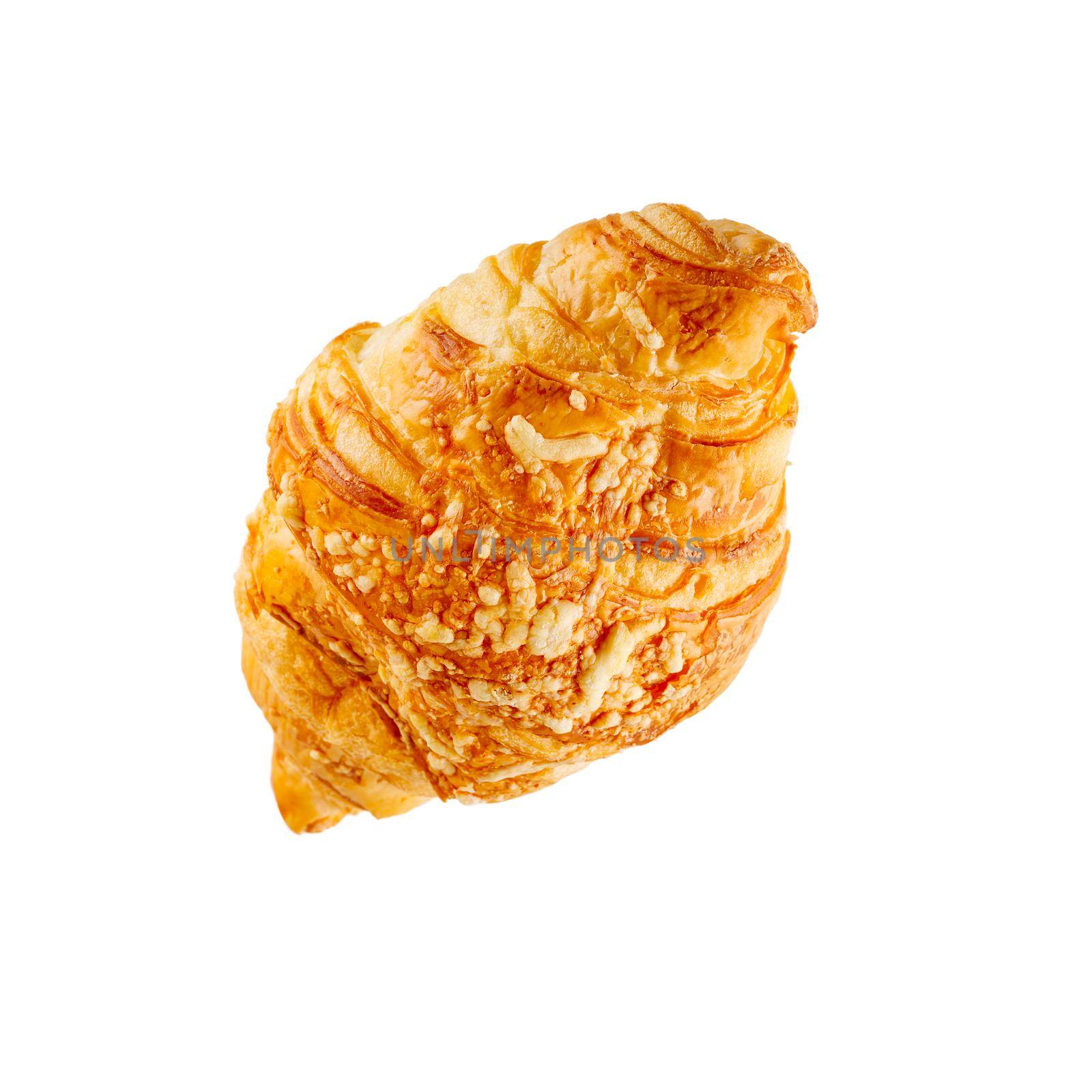 Fresh croissant with cheese isolated on white background by PhotoTime