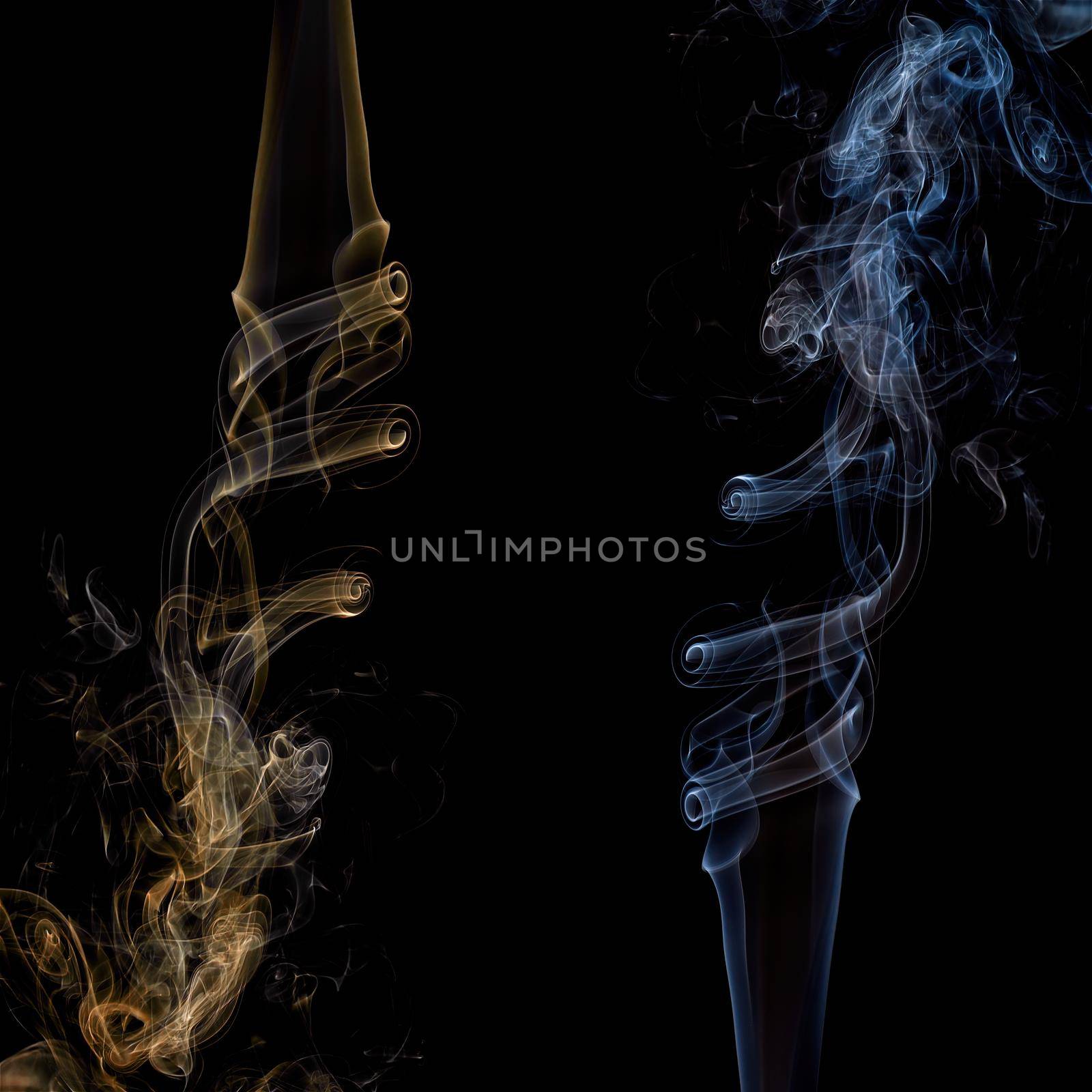 Abstract Smoke on black Background. Abstract flowing steam of air humidifier with swirl by PhotoTime