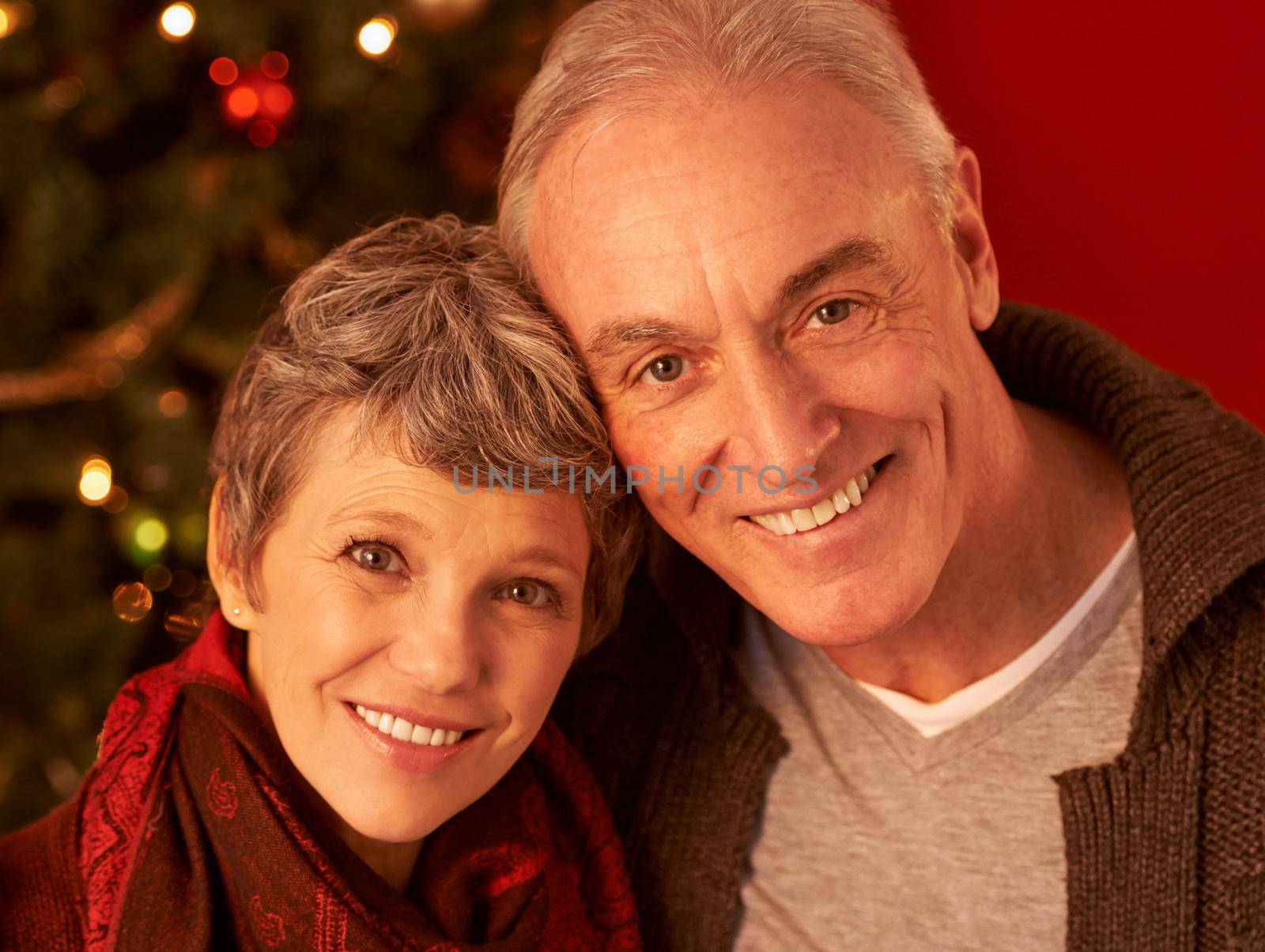 Its the most wonderful time of the year. A cropped portrait of a happy mature couple in front of a Christmas tree. by YuriArcurs