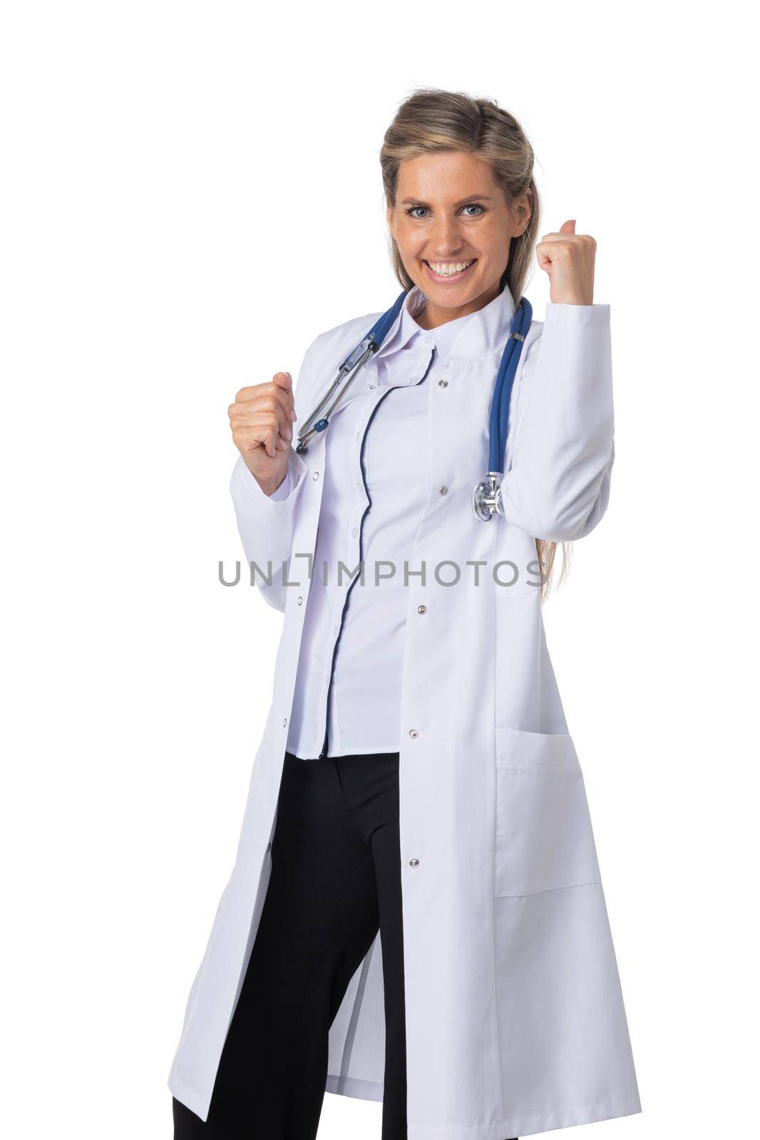 Doctor woman holding fist by ALotOfPeople