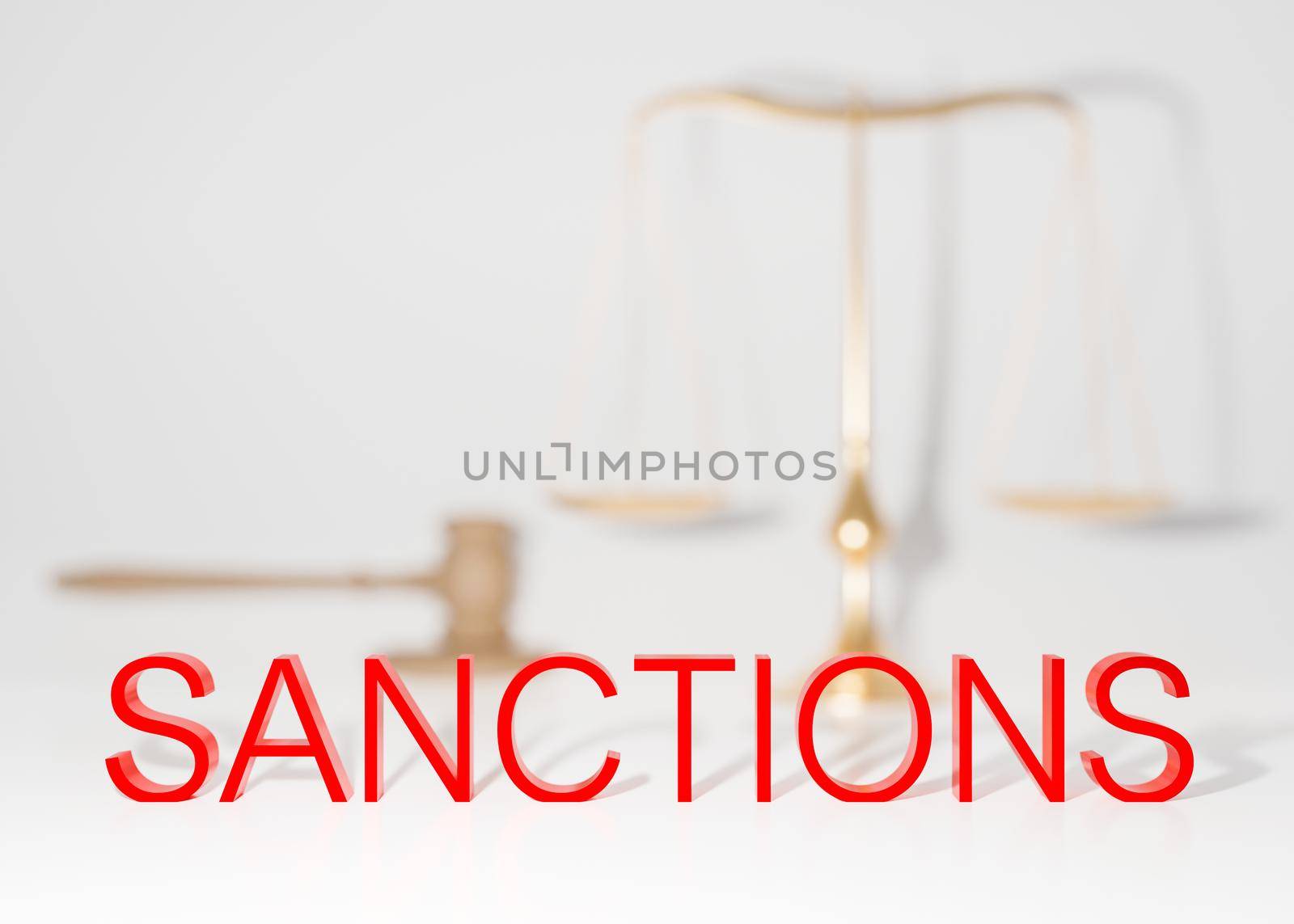 Text SANCTIONS on white background. Economic, financial, political sanctions. Russian oil and gas embargo. Russian Ukrainian conflict. Stop war, occupation. 3D rendering. by creativebird
