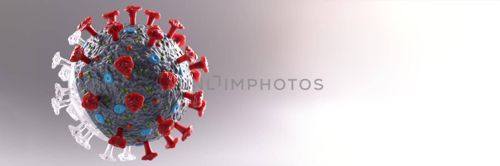 Closeup of artificial model of coronavirus infection by kuprevich