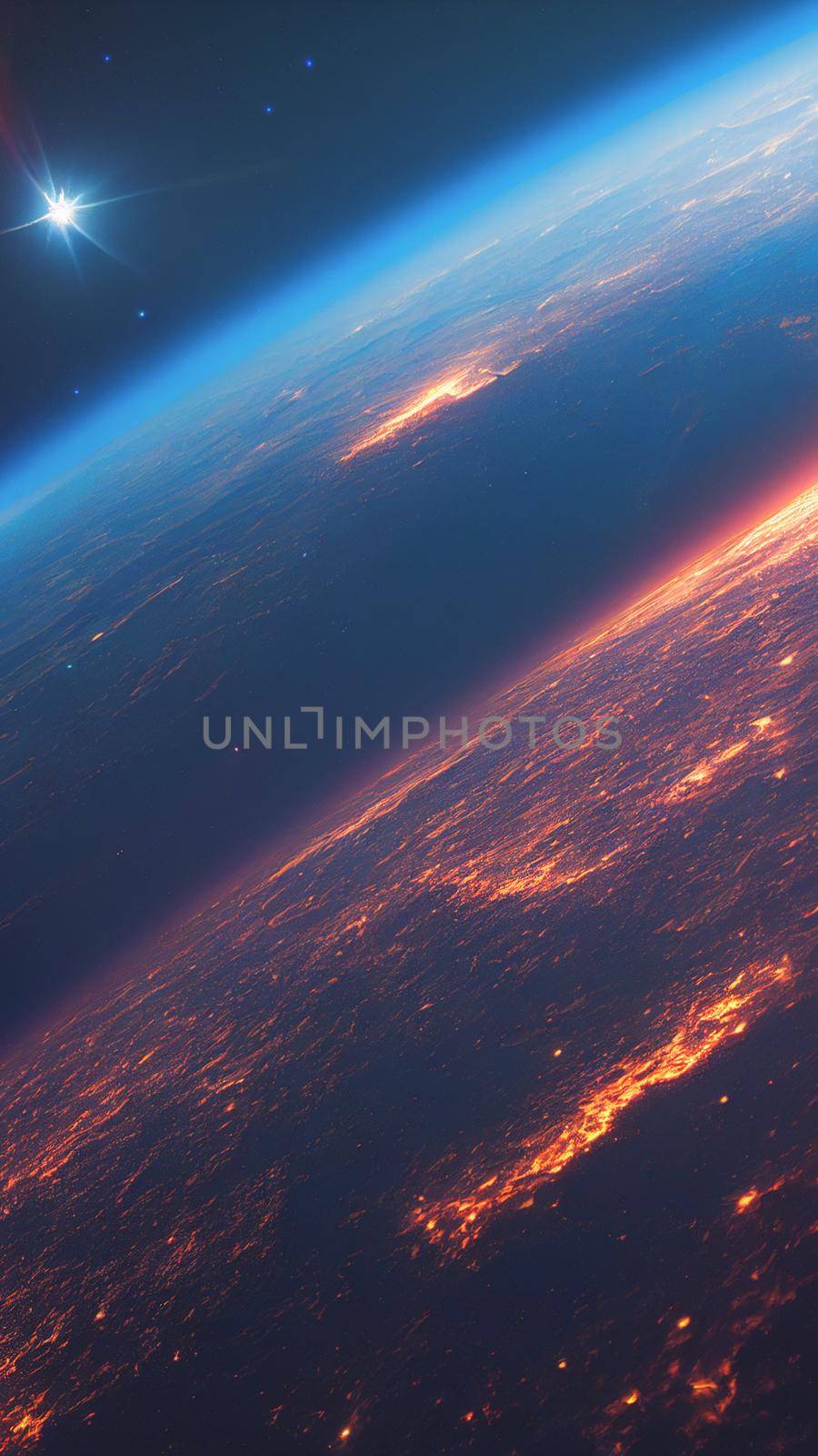 An abstract nebula in outer space and galaxies background of 3D render, suitable for a mobile screen, phone desktop, landing page, UI/UX, and wallpaper.