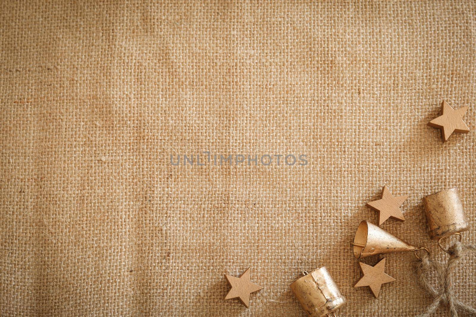 Christmas composition with natural colors and materials. Xmas background. Free space for text, copy space. Flat lay, top view. by creativebird