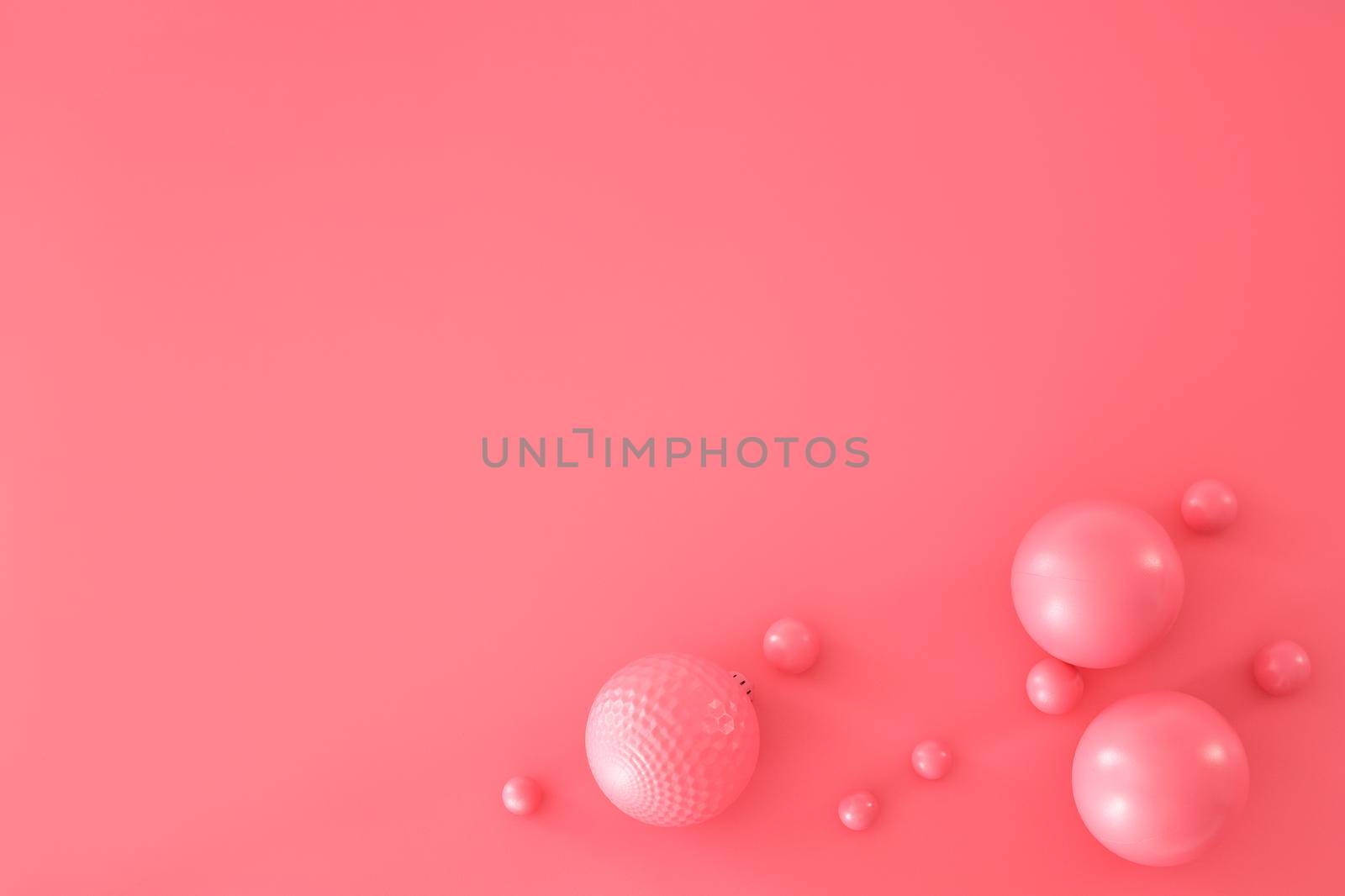 Pink Christmas composition. Trendy Xmas background, mockup. Modern design. Free space for text, copy space. Flat lay, top view