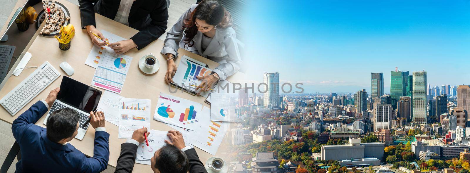 Business people group meeting shot from top widen view by biancoblue