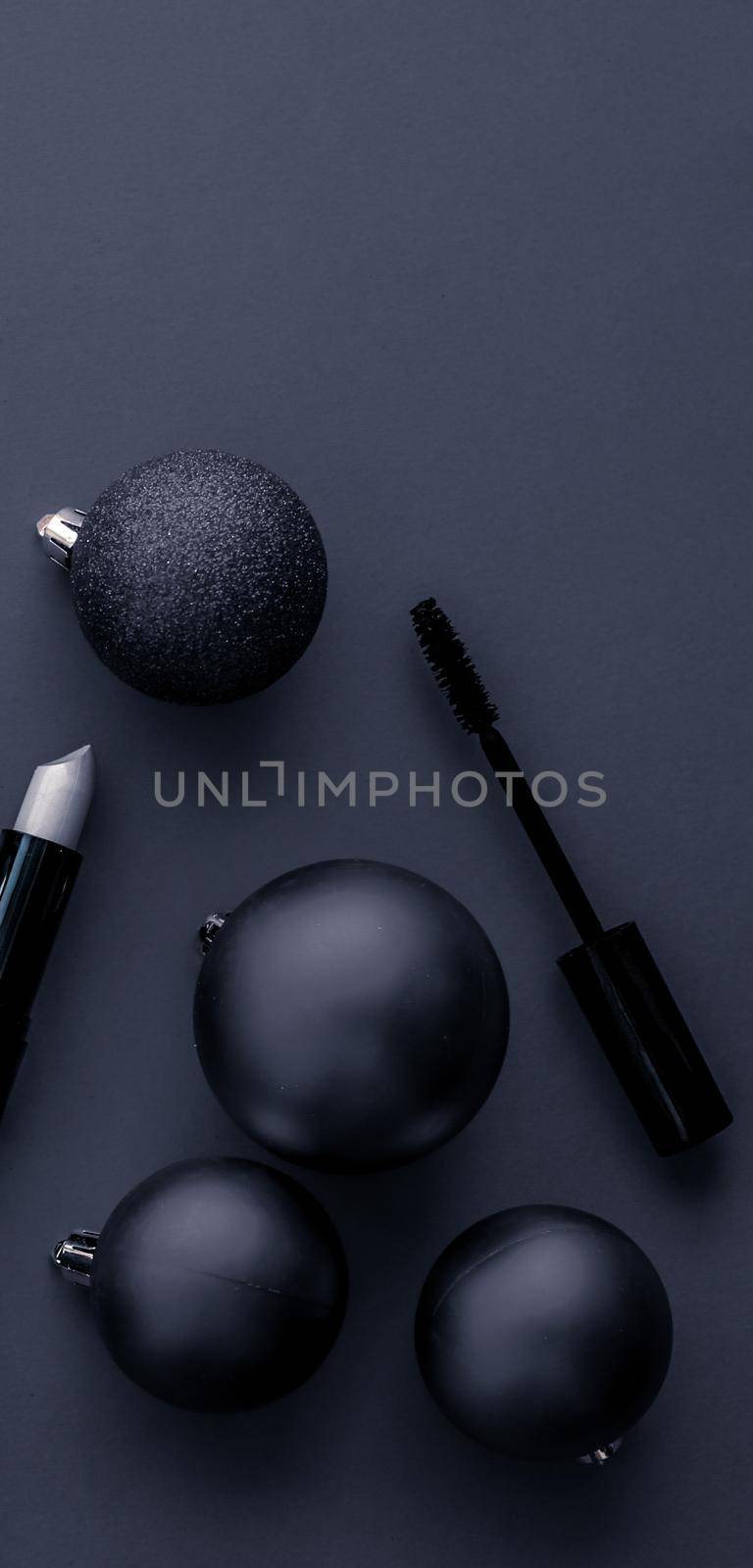 Make-up and cosmetics product set for beauty brand Christmas sale promotion, luxury black flatlay background as holiday design by Anneleven