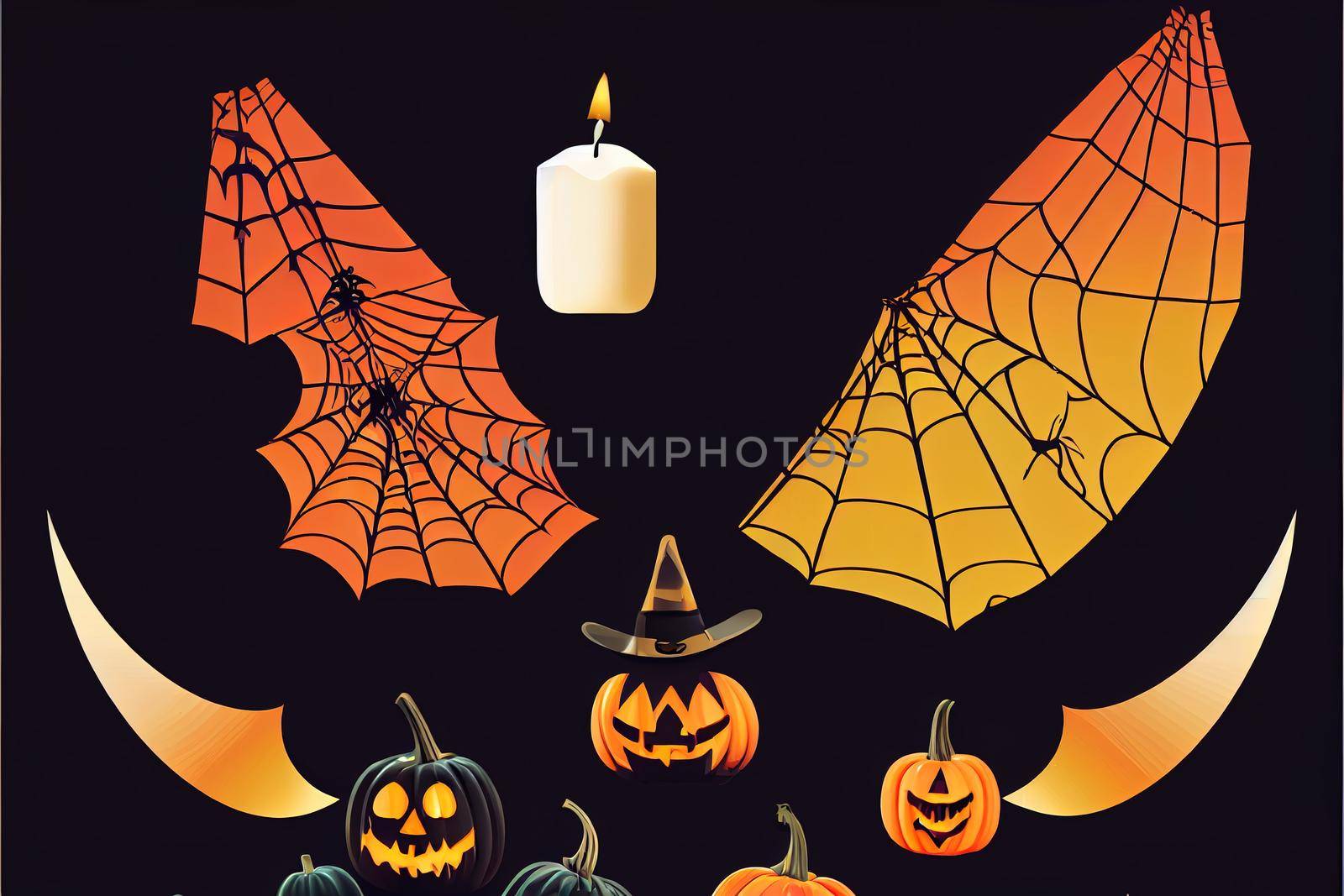 halloween and decoration concept - black paper bats flying by 2ragon