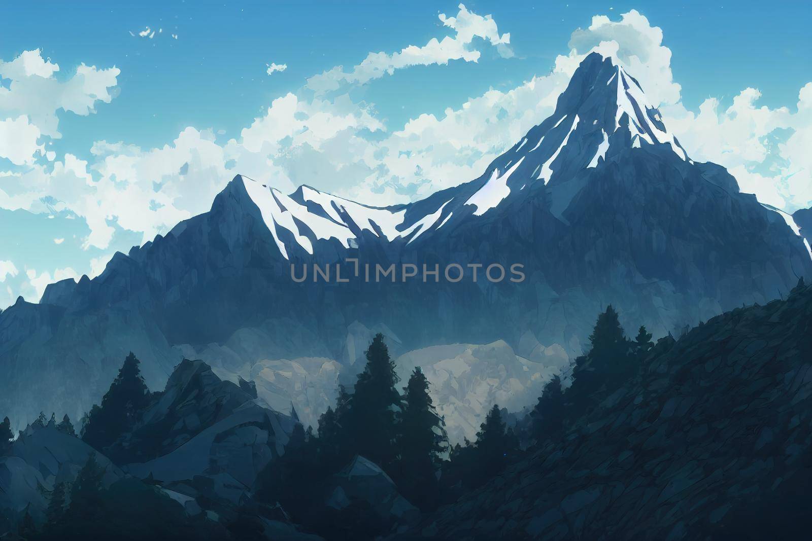 The mountain in the zugspitze arena, anime style, webtoon by 2ragon