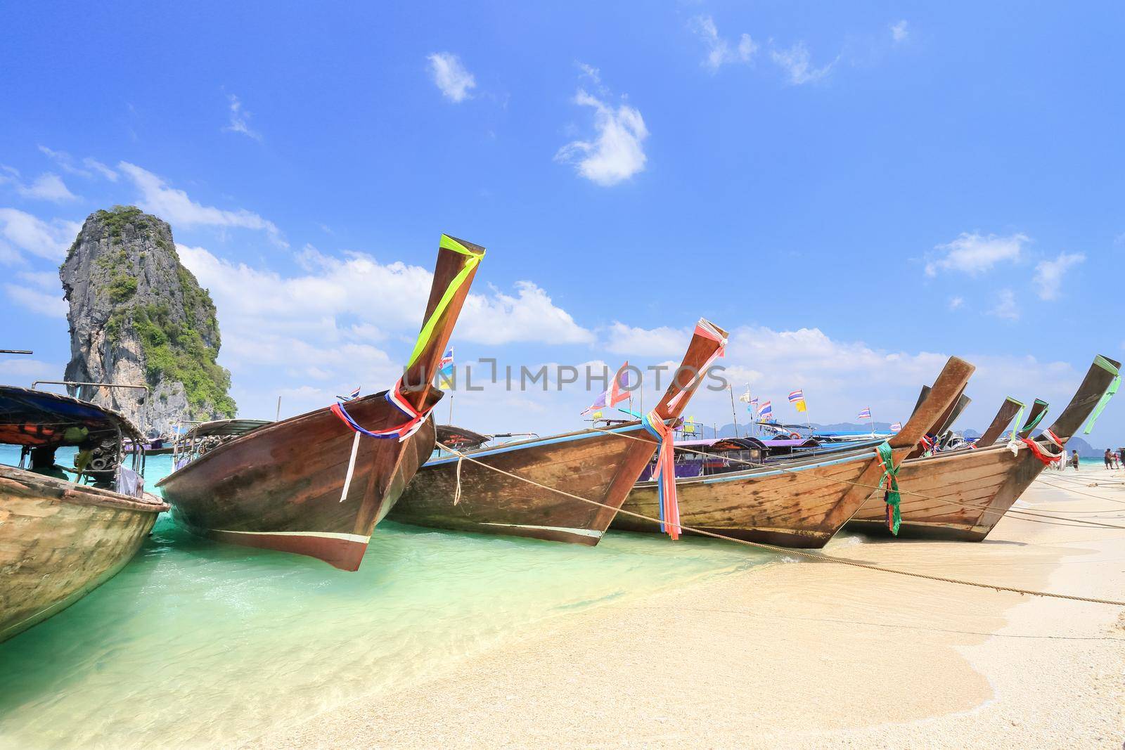 Longtail boats at Poda island near Ao Nang ,Krabi Thailand. by toa55