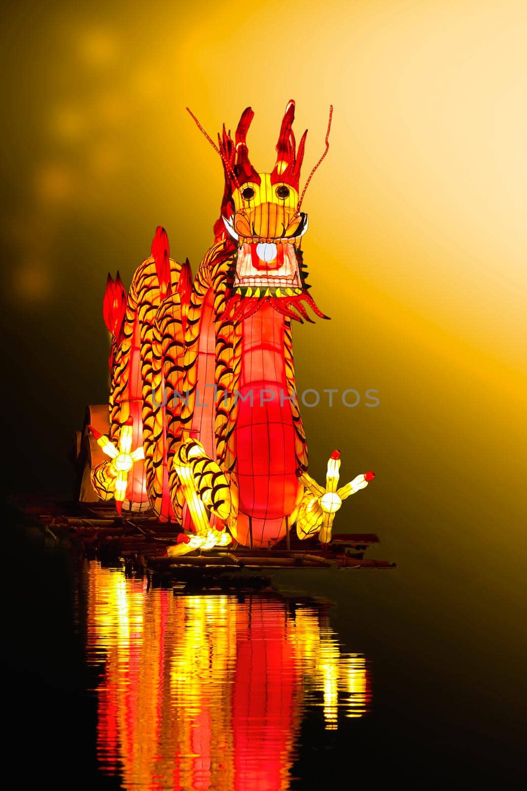 Chinese Dragon Lantern in pond by toa55