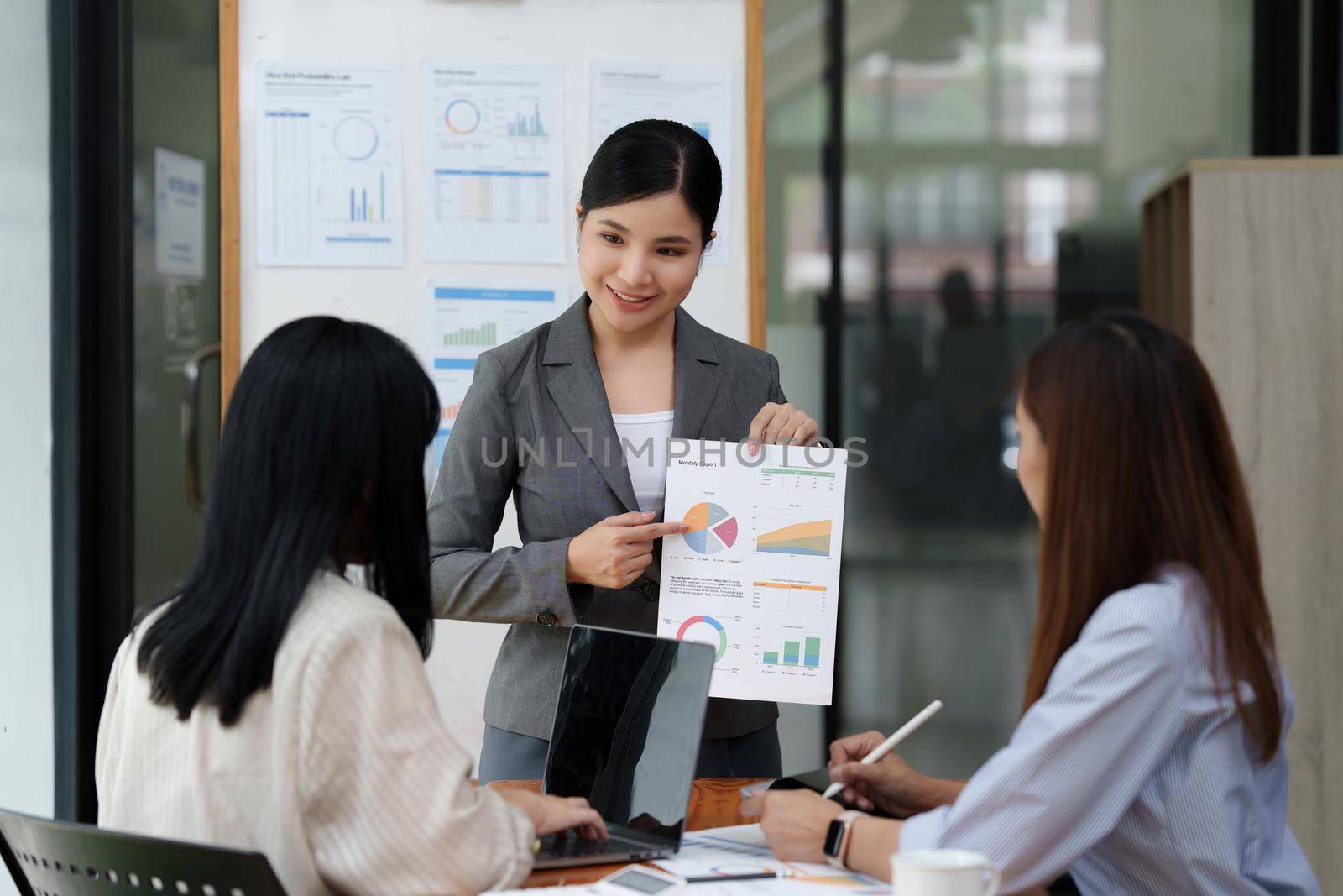 Business people discussing working analyzing in board room. account and finance concept by itchaznong