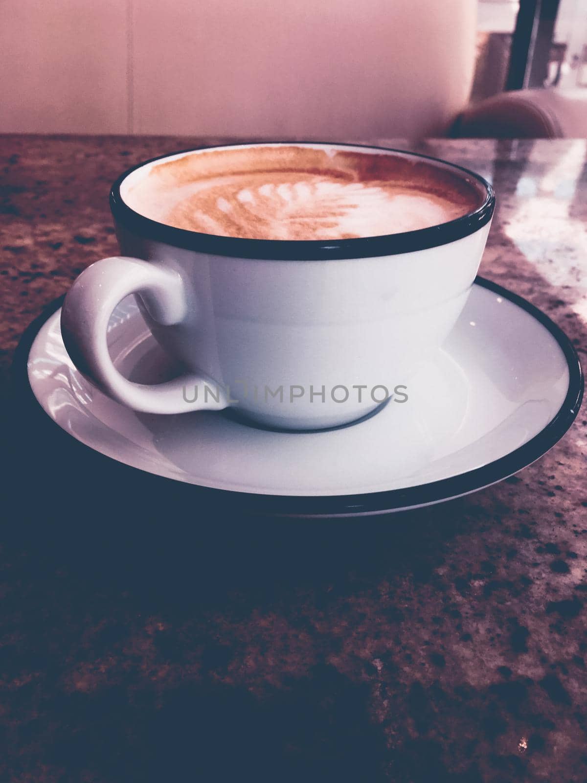 Brunch in Paris, drinks menu and vintage recipe concept - Cappuccino for breakfast in cafeteria, coffee cup on table in parisian cafe