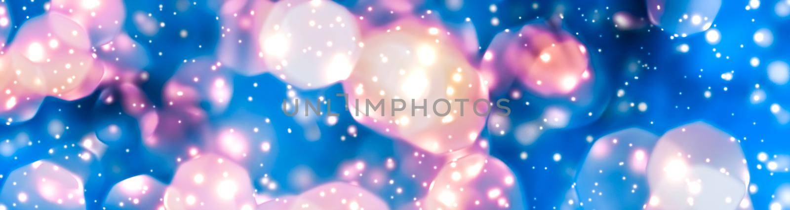 Christmas lights, New Years Eve fireworks and abstract texture concept - Magic sparkling shiny glitter and glowing snow, luxury winter holiday background