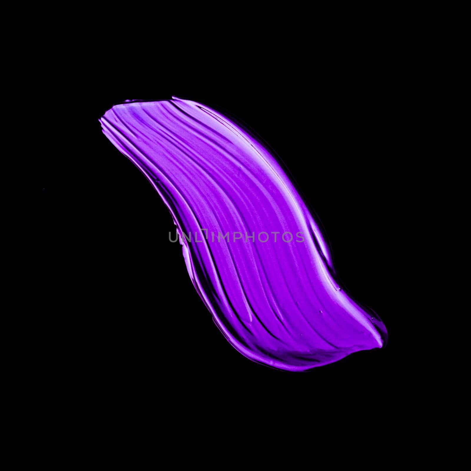 Purple neon paint brush stroke texture isolated on black background by Anneleven