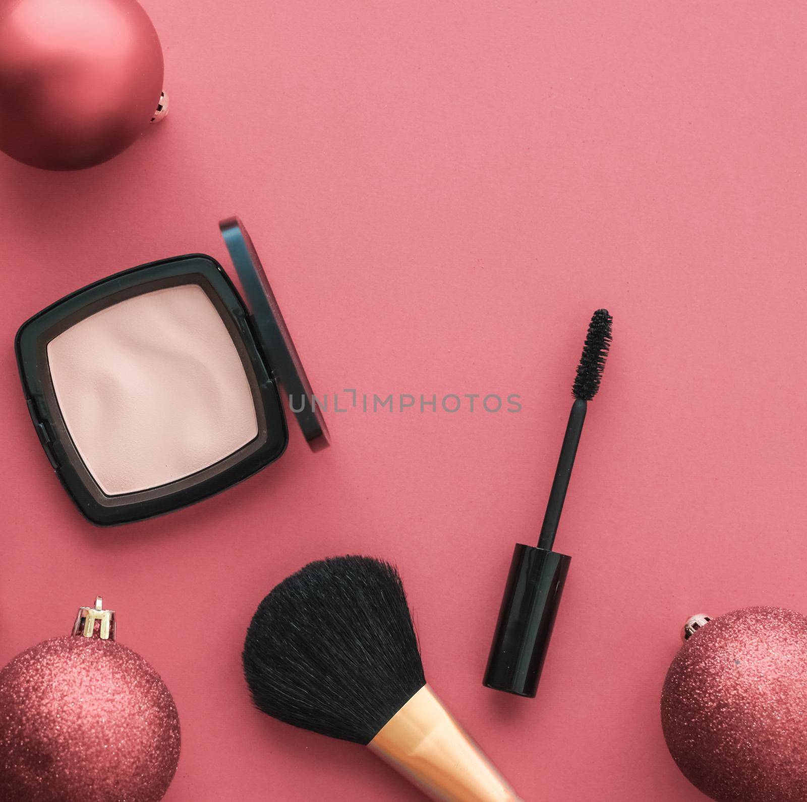 Make-up and cosmetics product set for beauty brand Christmas sale promotion, luxury coral flatlay background as holiday design by Anneleven