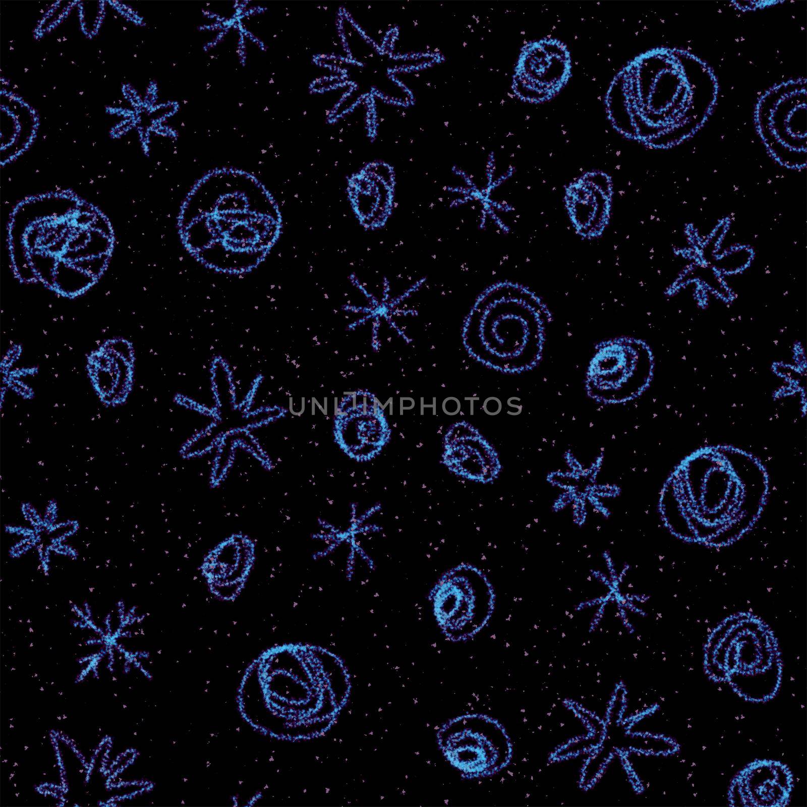 Hand Drawn Snowflakes Christmas Seamless Pattern. Subtle Flying Snow Flakes on chalk snowflakes Background. Awesome chalk handdrawn snow overlay. Gorgeous holiday season decoration.