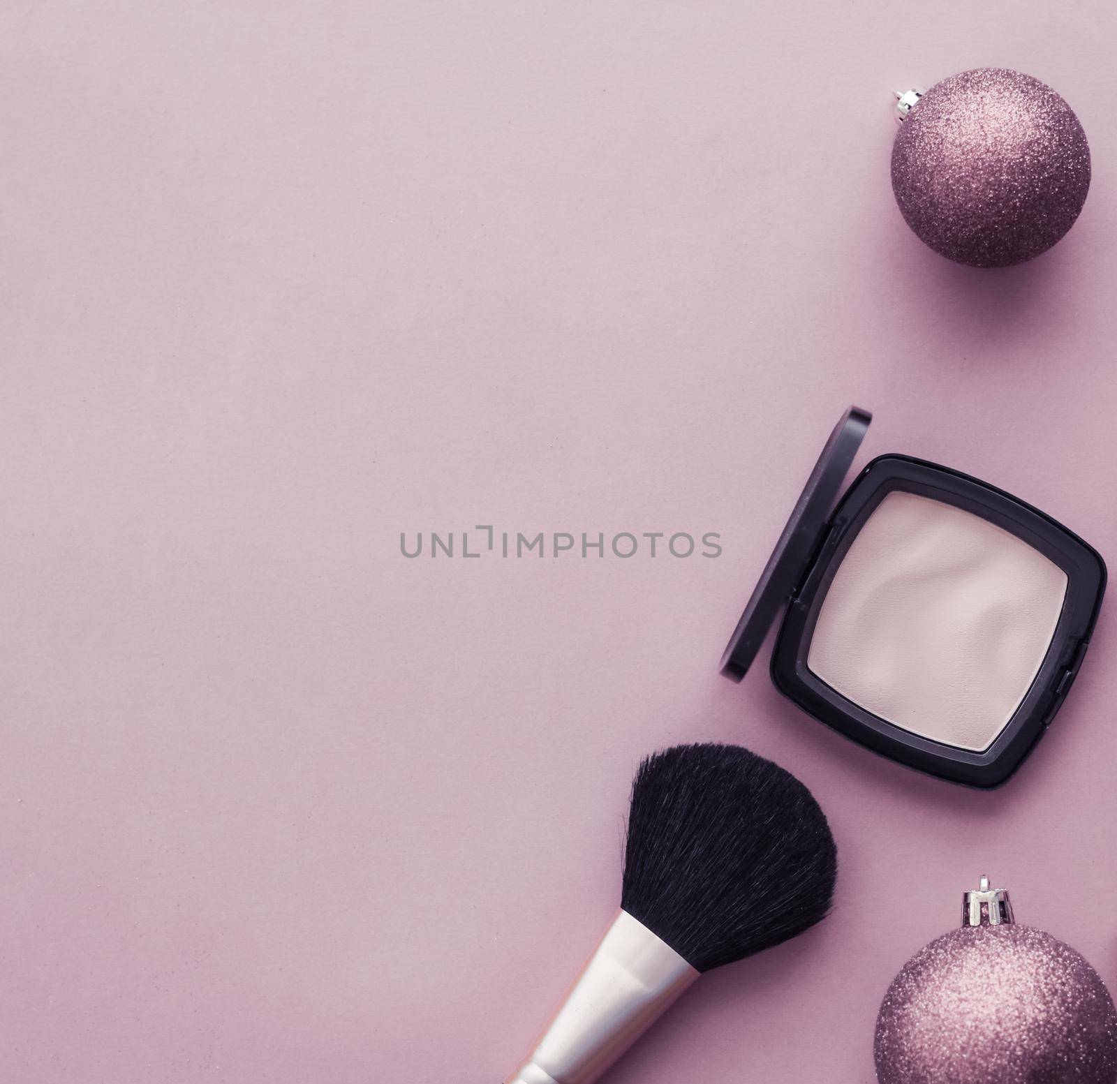 Make-up and cosmetics product set for beauty brand Christmas sale promotion, luxury purple flatlay background as holiday design by Anneleven