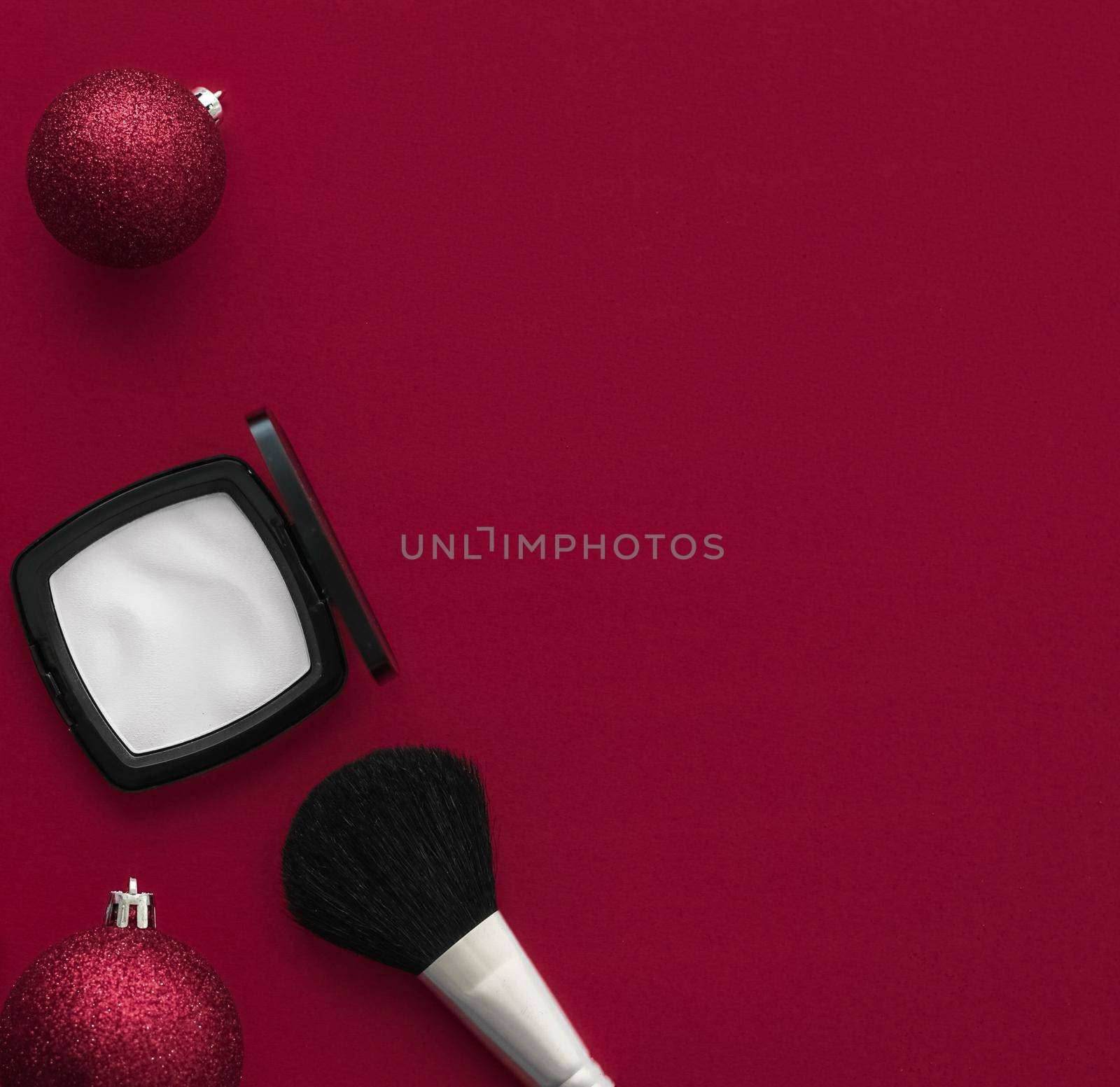 Make-up and cosmetics product set for beauty brand Christmas sale promotion, luxury wine flatlay background as holiday design by Anneleven