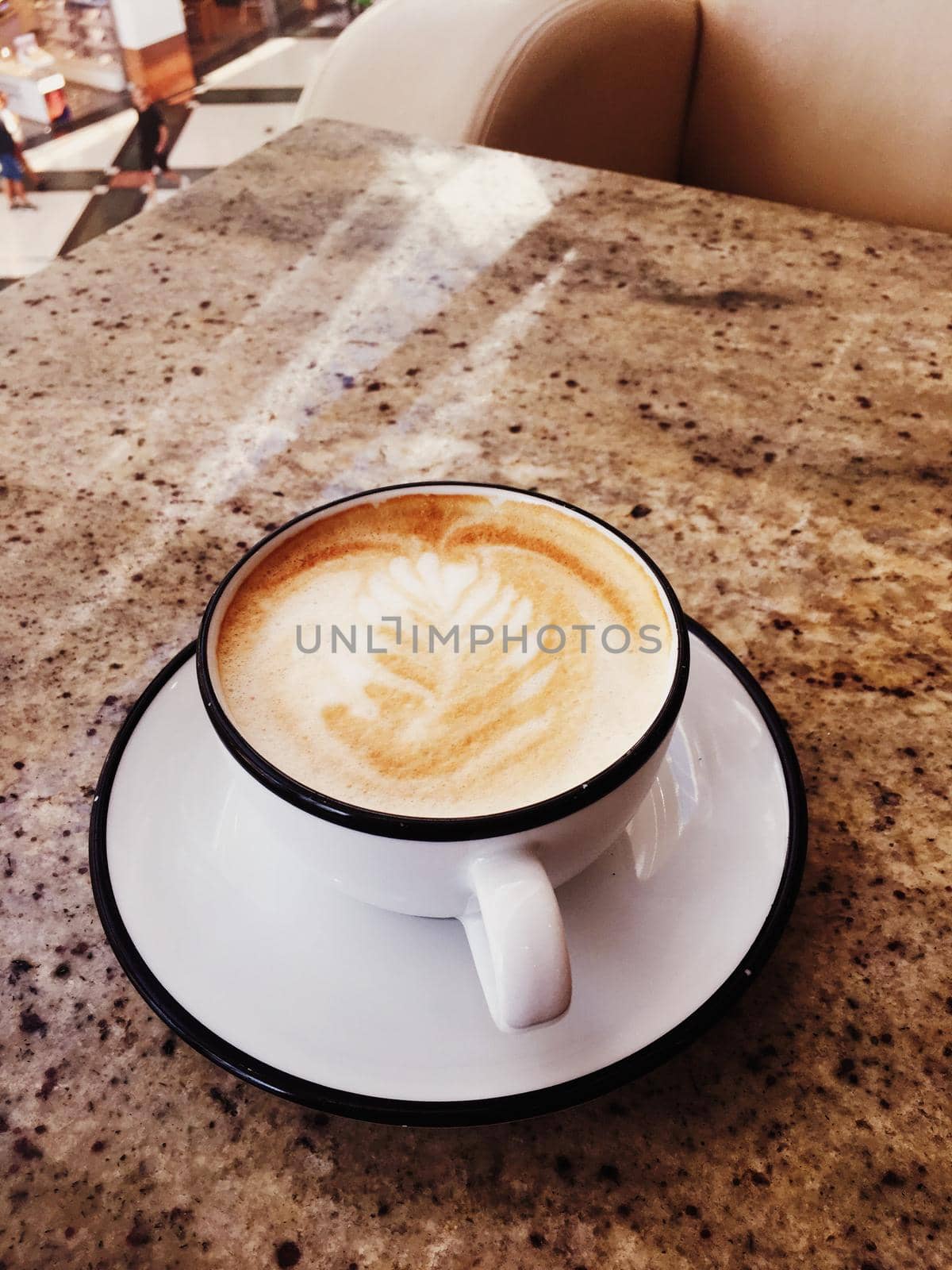 Brunch in Paris, drinks menu and vintage recipe concept - Cappuccino for breakfast in cafeteria, coffee cup on table in parisian cafe