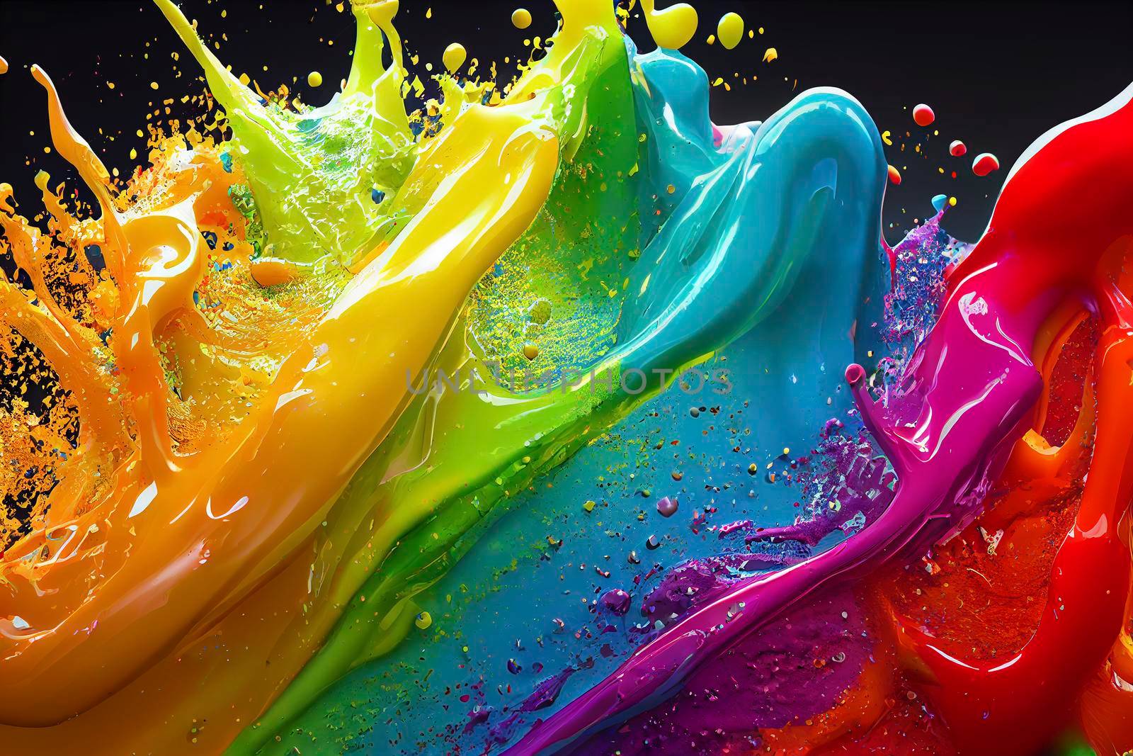 Colored paint splash isolated on black background. by jbruiz78