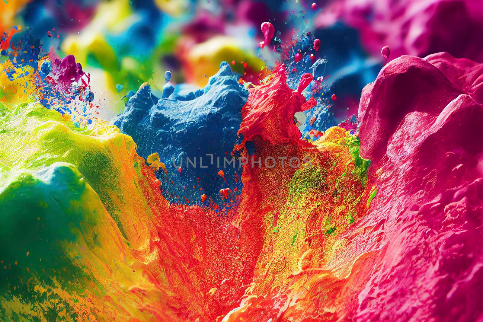 Colored paint splash isolated on black background