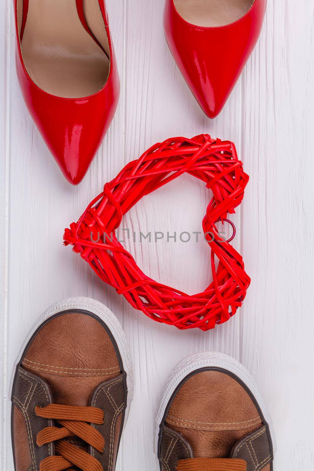 Vertical shot top view shoes and heart. by super_picture