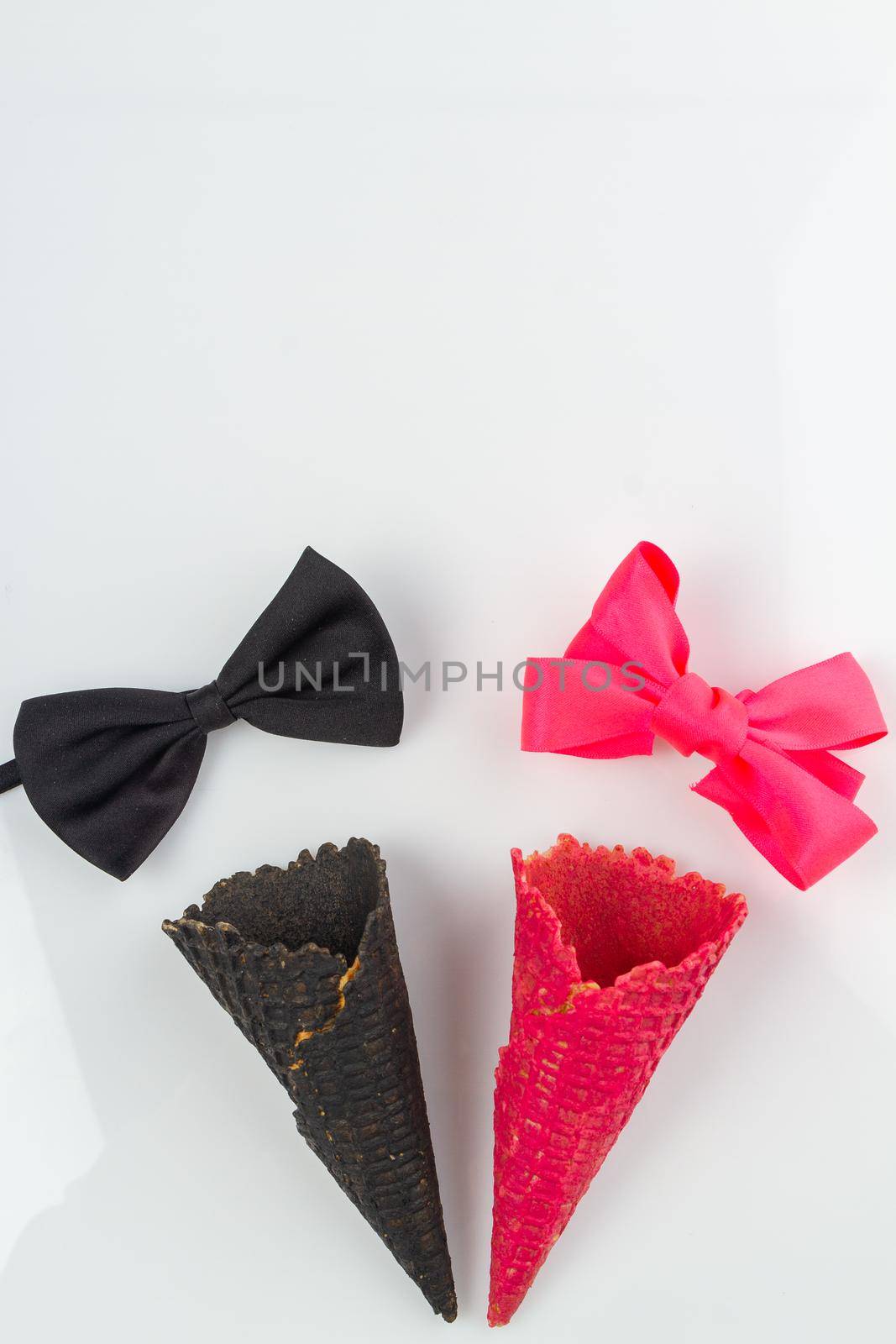 Black and pink waffle cones with bow ties. by super_picture