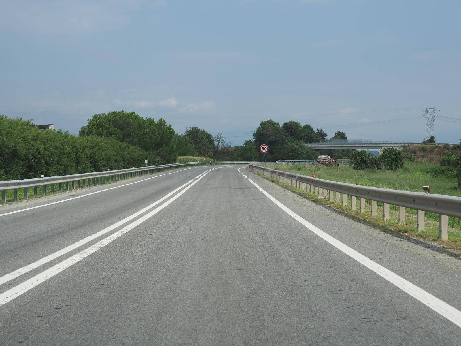 perspective view of a street from driver point of view