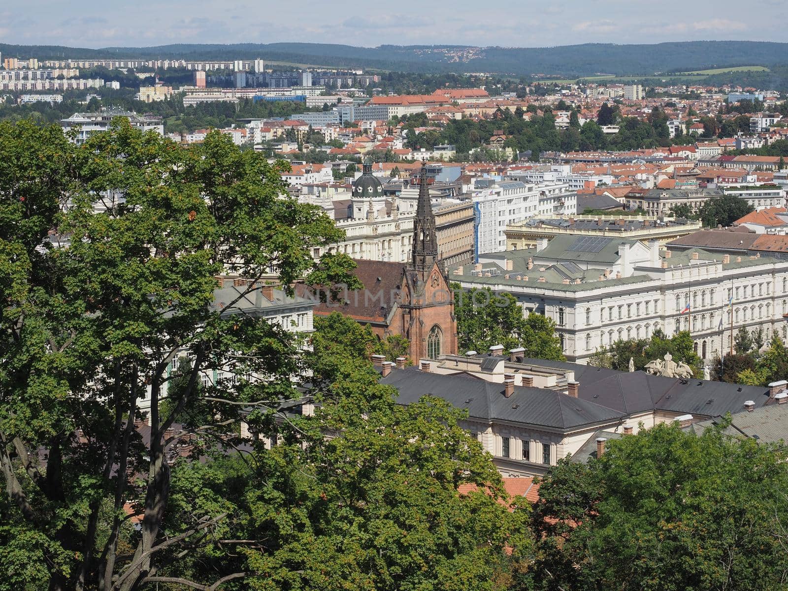 Aerial view of the city in Brno, Czech Republic