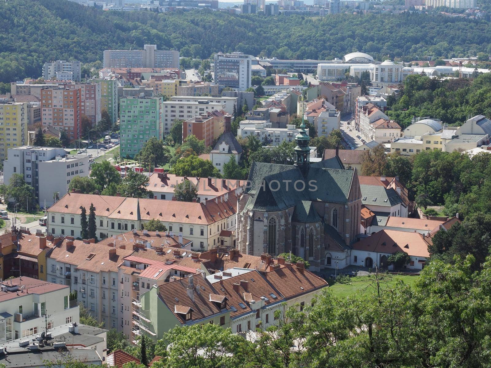 Aerial view of the city in Brno, Czech Republic