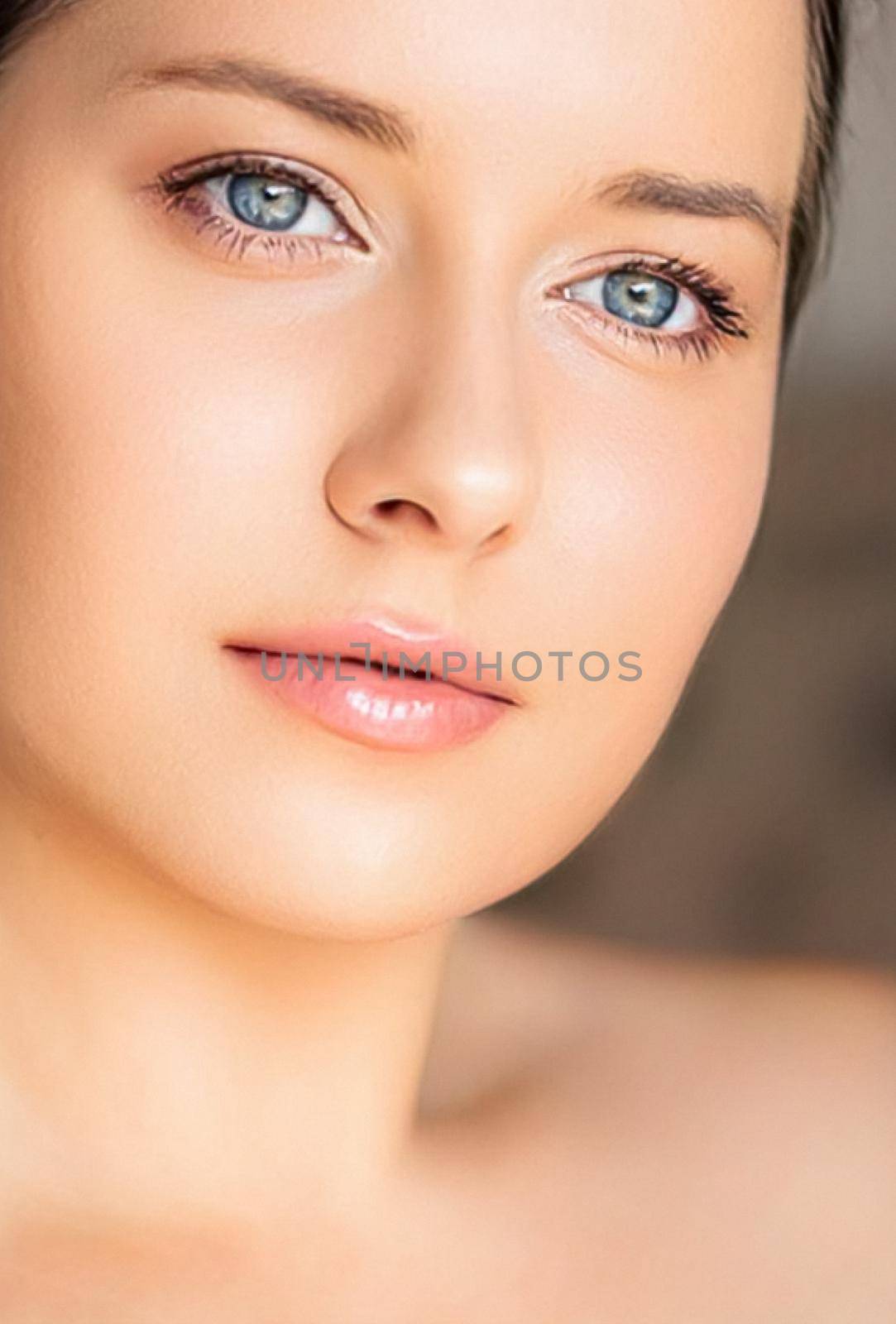 Perfect skin and beauty look, beautiful face of young woman for skincare cosmetics and cosmetology by Anneleven