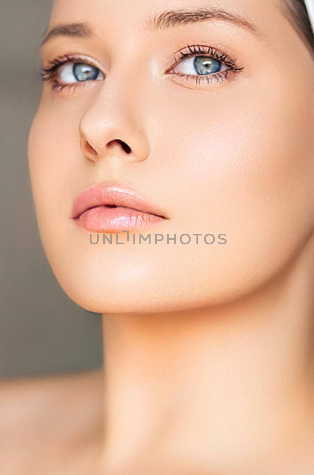 Perfect skin and beauty look, beautiful face of young woman for skincare cosmetics and cosmetology by Anneleven