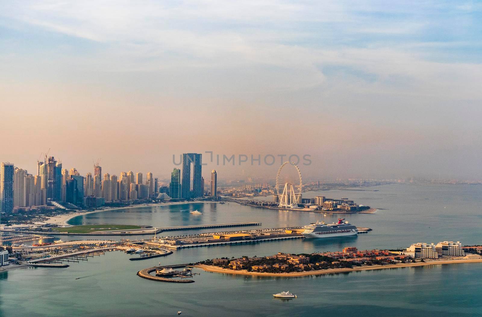 Dubai, UAE - 09.24.2021 Dubai city skyline on early morning hour. Dubai Marina