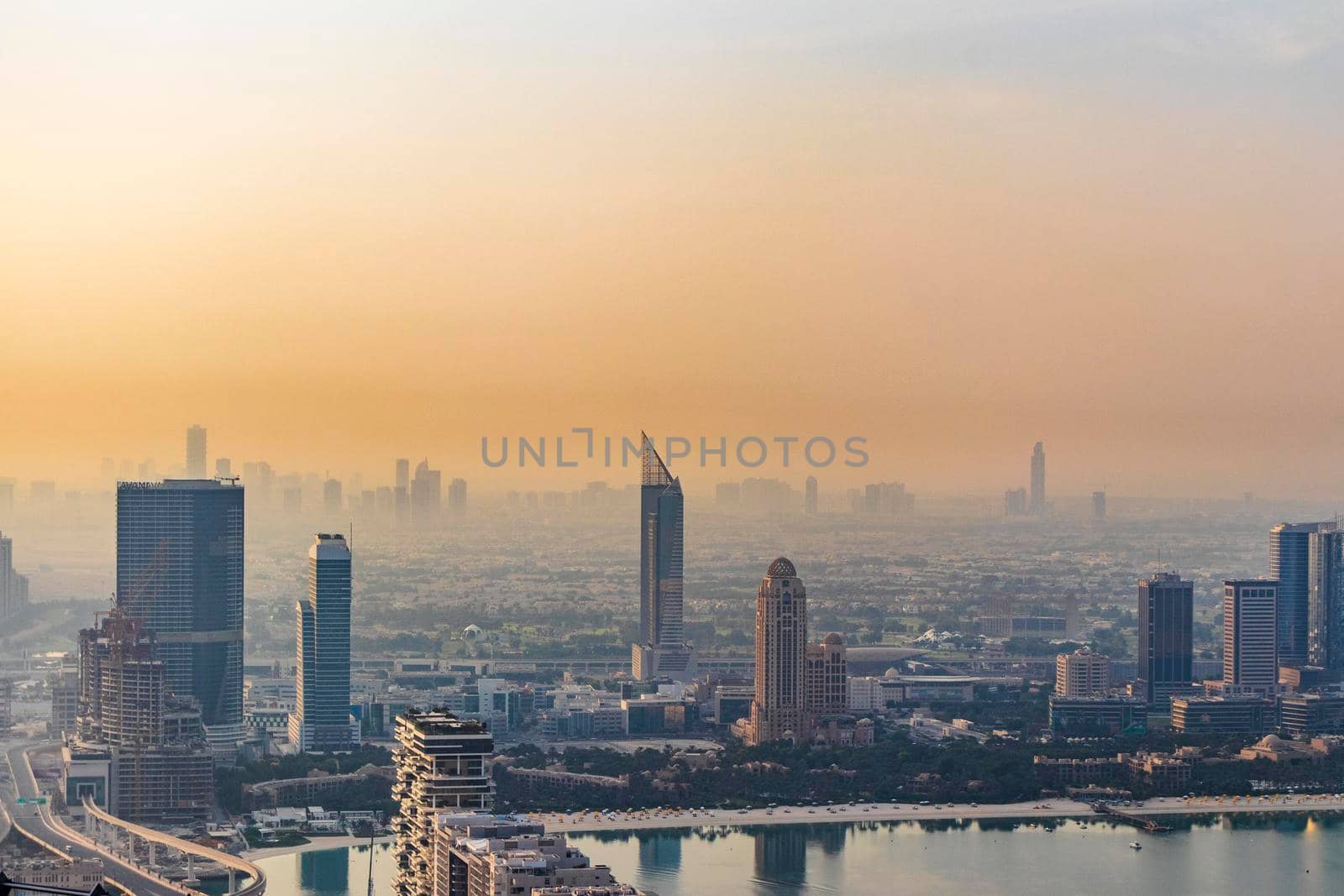 Dubai, UAE - 09.24.2021 Dubai city skyline on early morning hour.