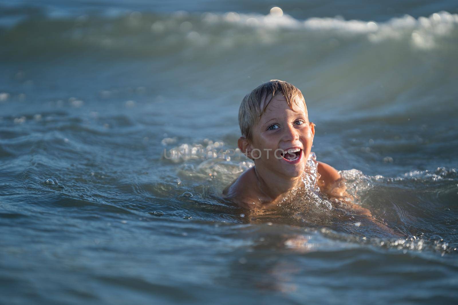 Happy little boy on the sea by Robertobinetti70