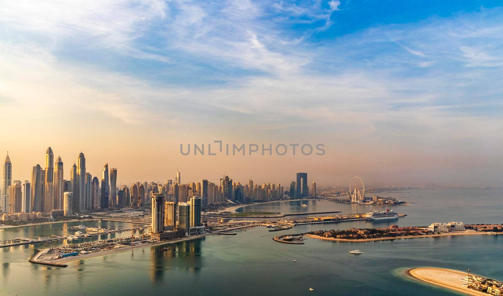 Dubai, UAE - 09.24.2021 Dubai city skyline on early morning hour. Dubai Marina
